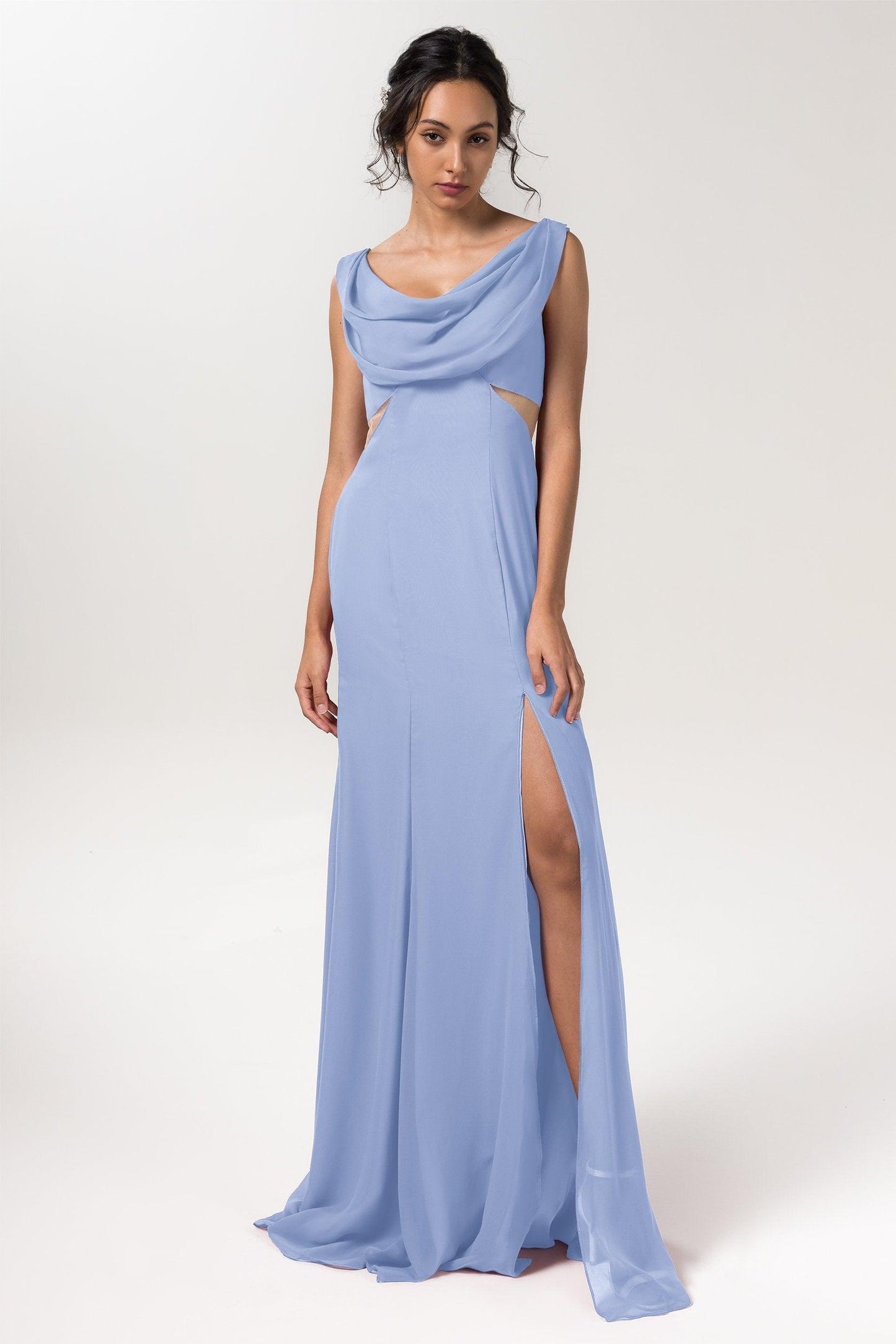 Sheath-Column Floor Length Chiffon Bridesmaid Dress CB0558 - COCOMELODY