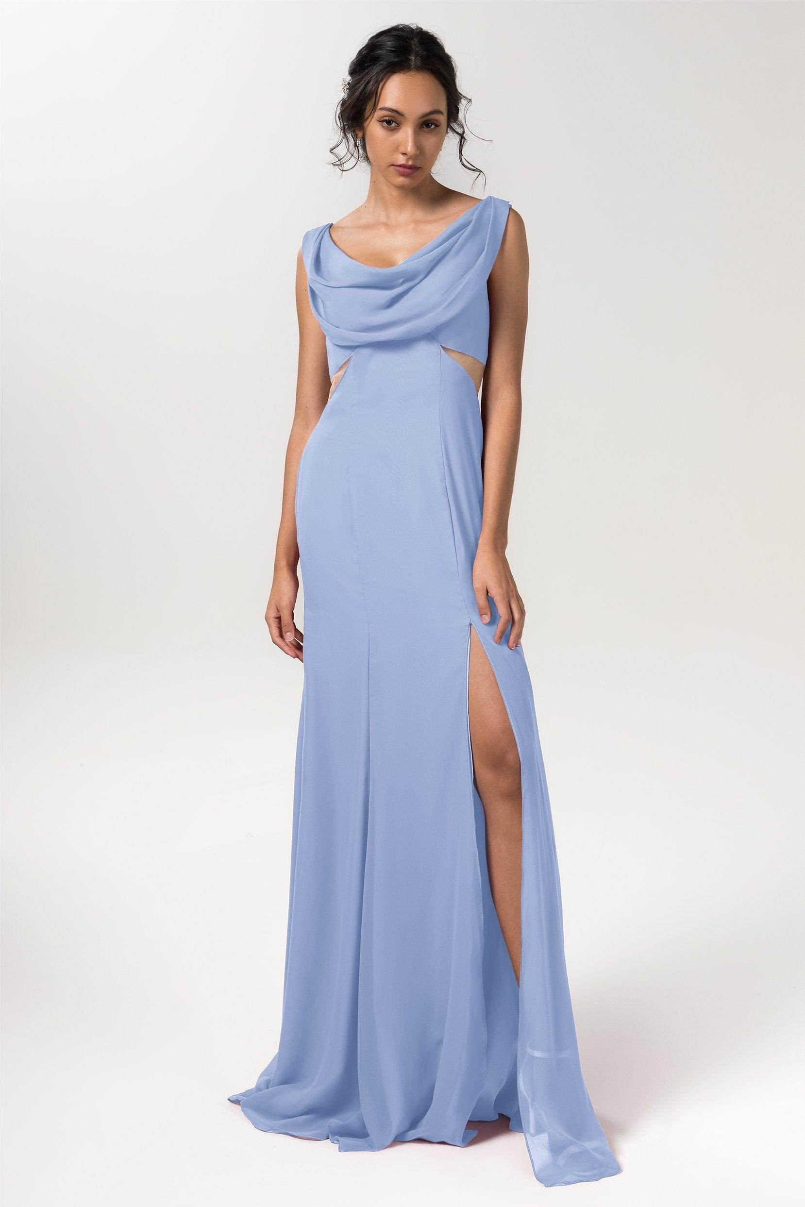 Sheath-Column Floor Length Chiffon Bridesmaid Dress CB0558 - COCOMELODY