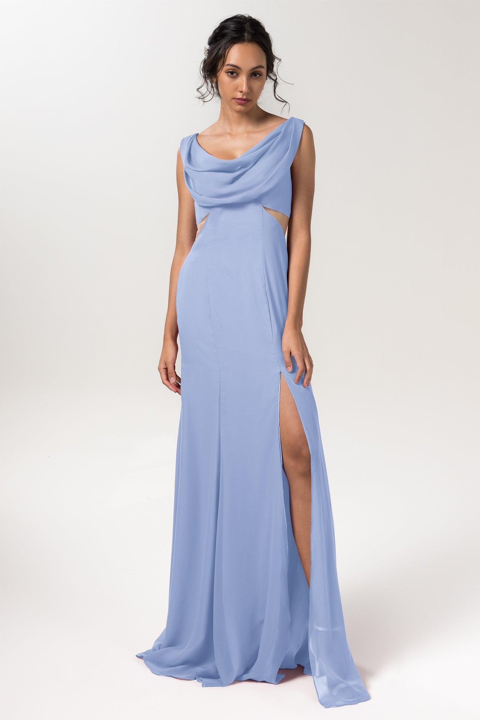 Sheath-Column Floor Length Chiffon Bridesmaid Dress CB0558 - COCOMELODY