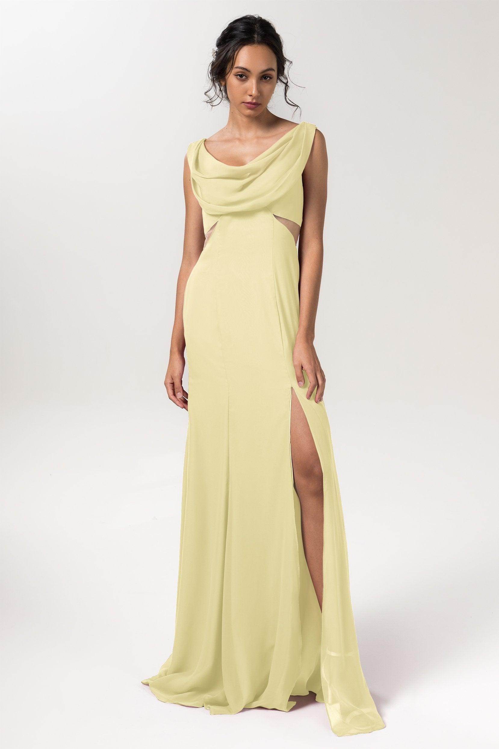 Sheath-Column Floor Length Chiffon Bridesmaid Dress CB0558 - COCOMELODY