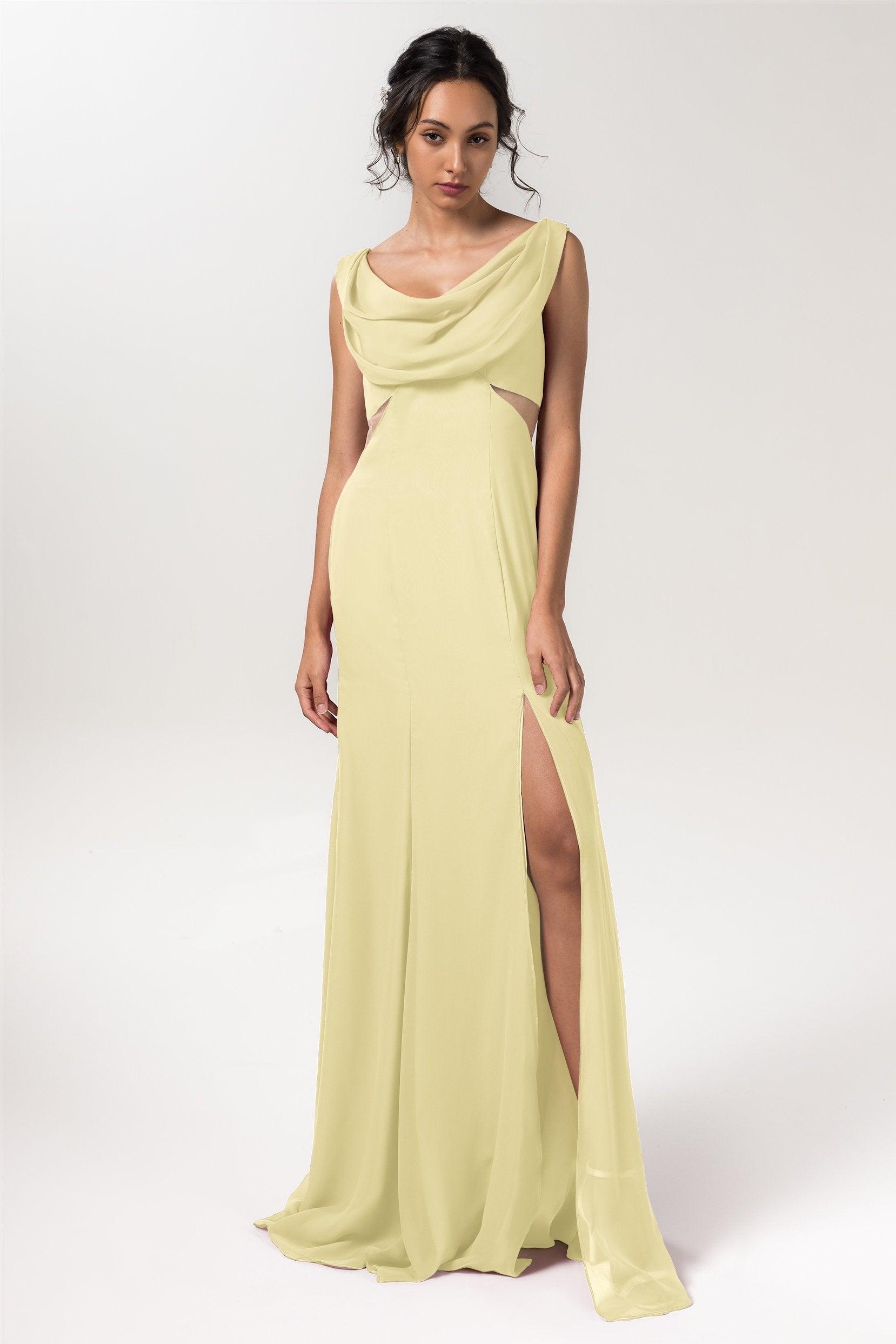 Sheath-Column Floor Length Chiffon Bridesmaid Dress CB0558 - COCOMELODY