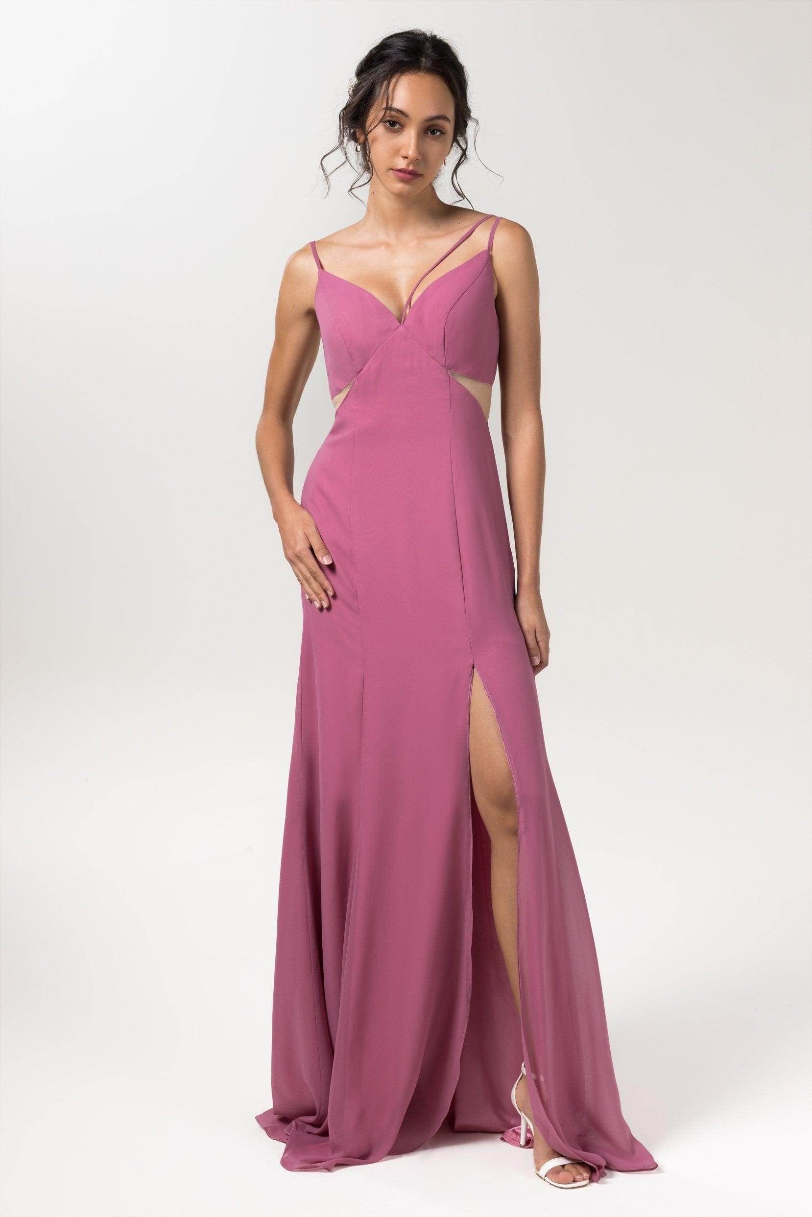 Sheath-Column Floor Length Chiffon Bridesmaid Dress CB0558 - COCOMELODY