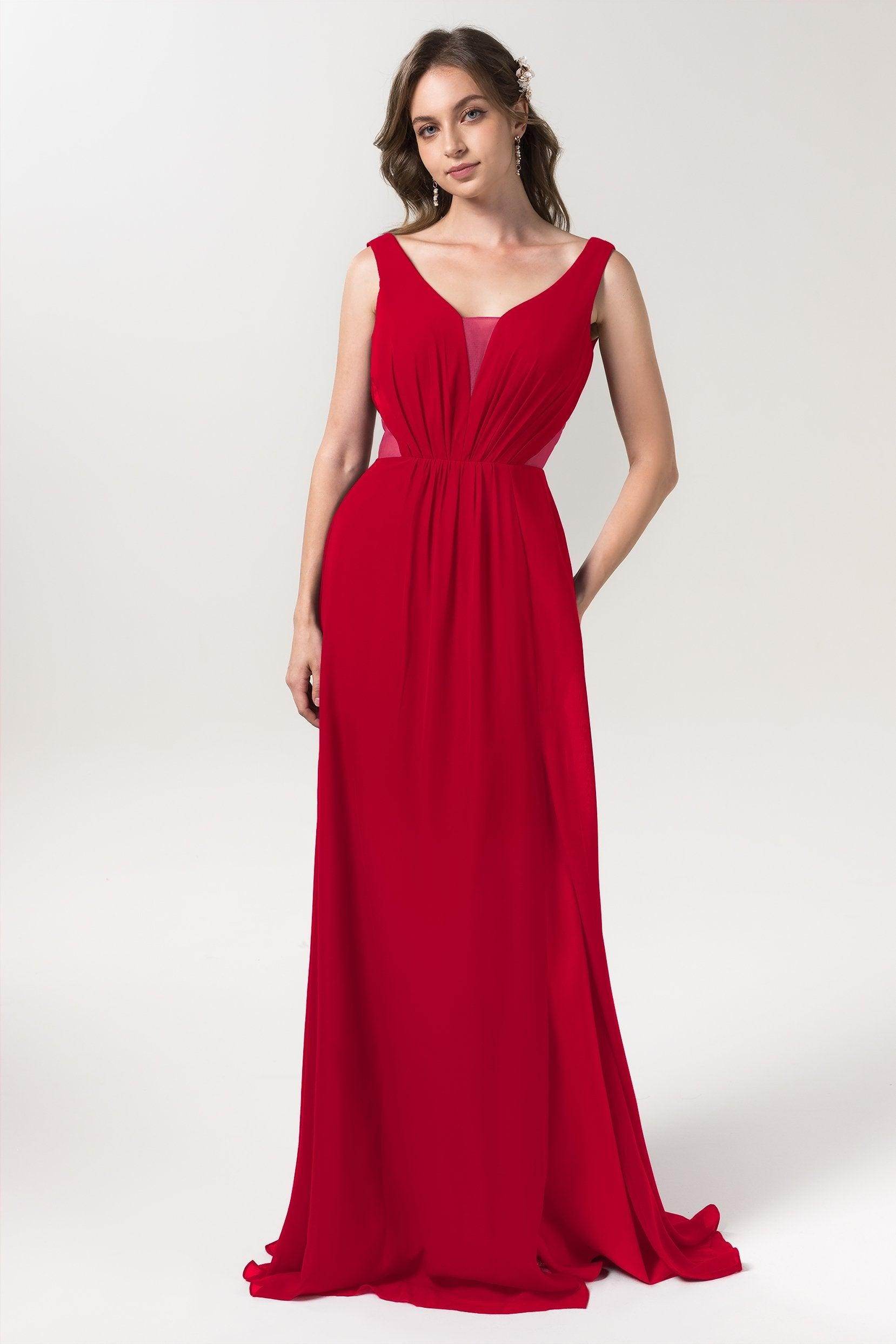 A-Line Floor Length Chiffon Bridesmaid Dress CB0559 - COCOMELODY