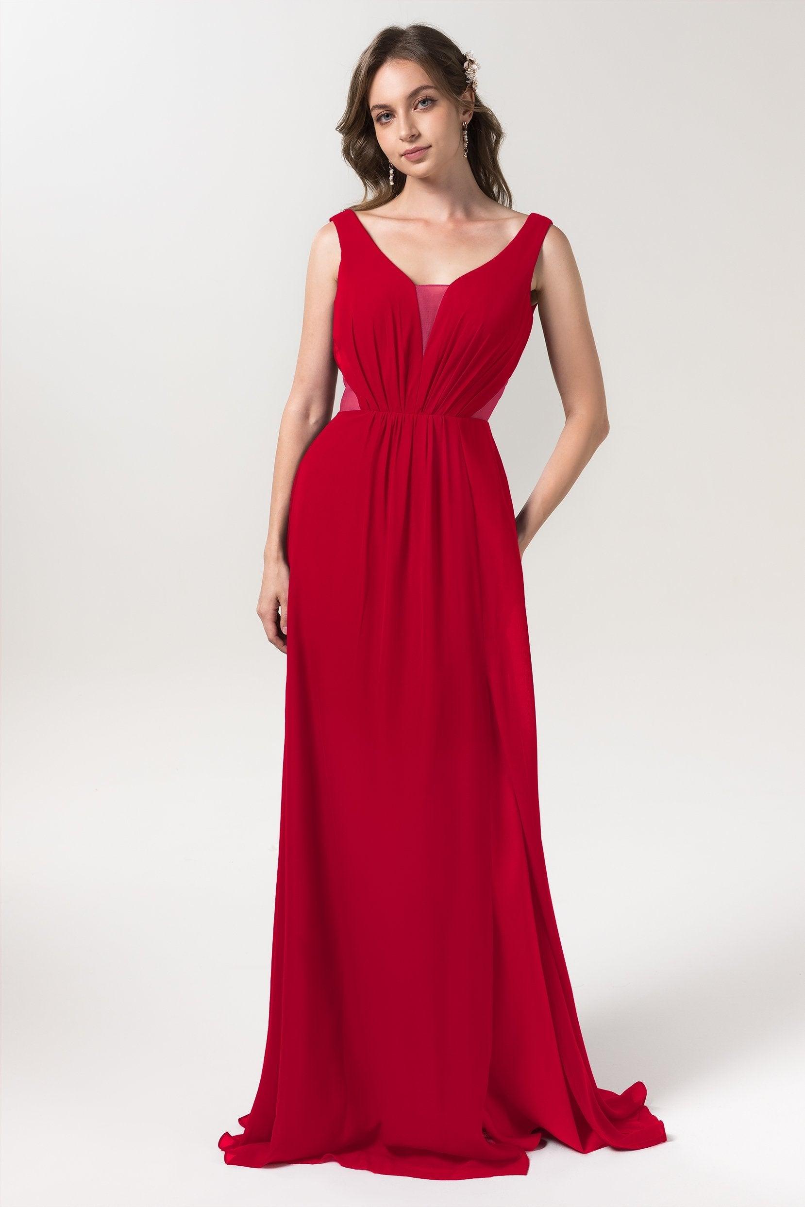 A-Line Floor Length Chiffon Bridesmaid Dress CB0559 - COCOMELODY