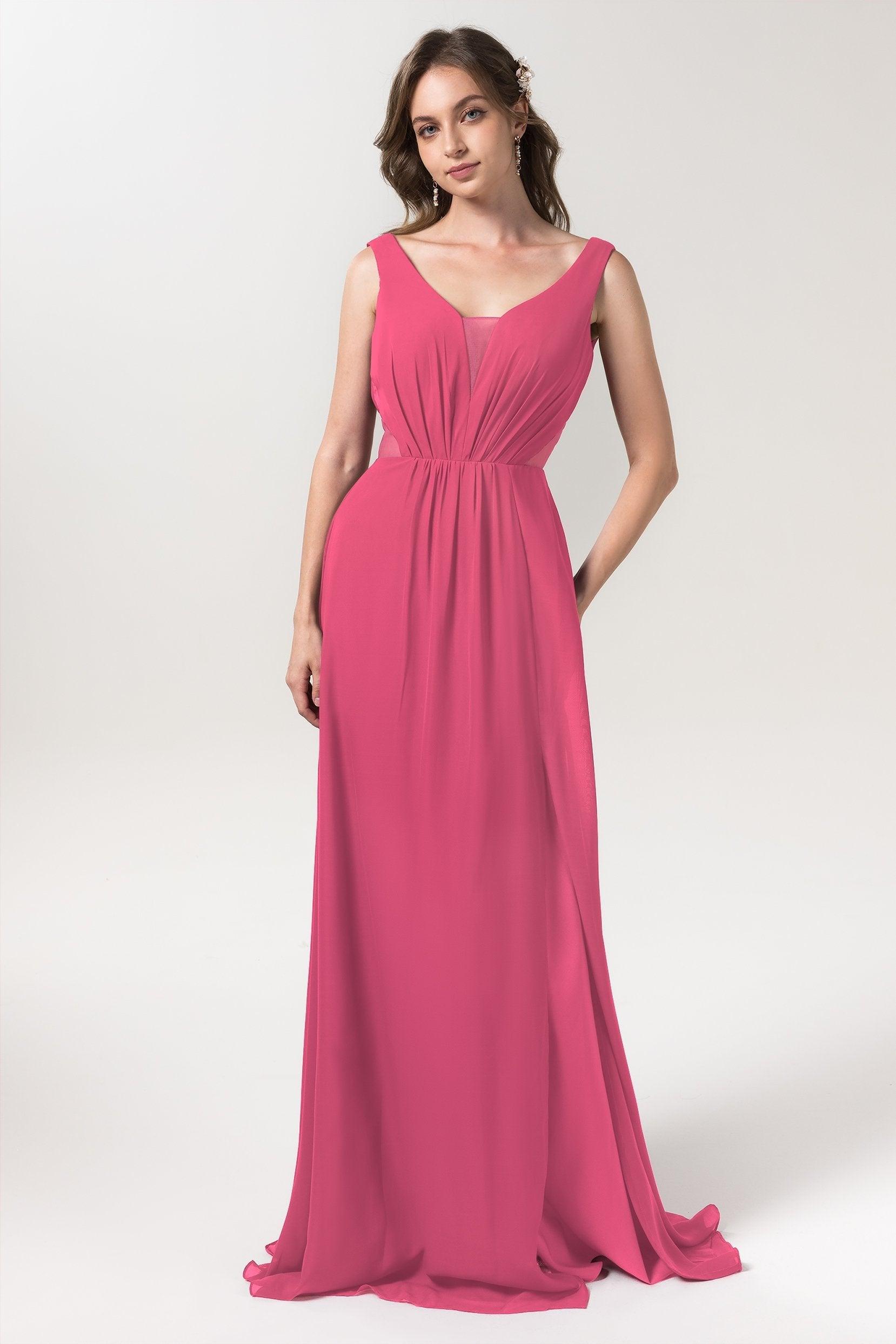A-Line Floor Length Chiffon Bridesmaid Dress CB0559 - COCOMELODY