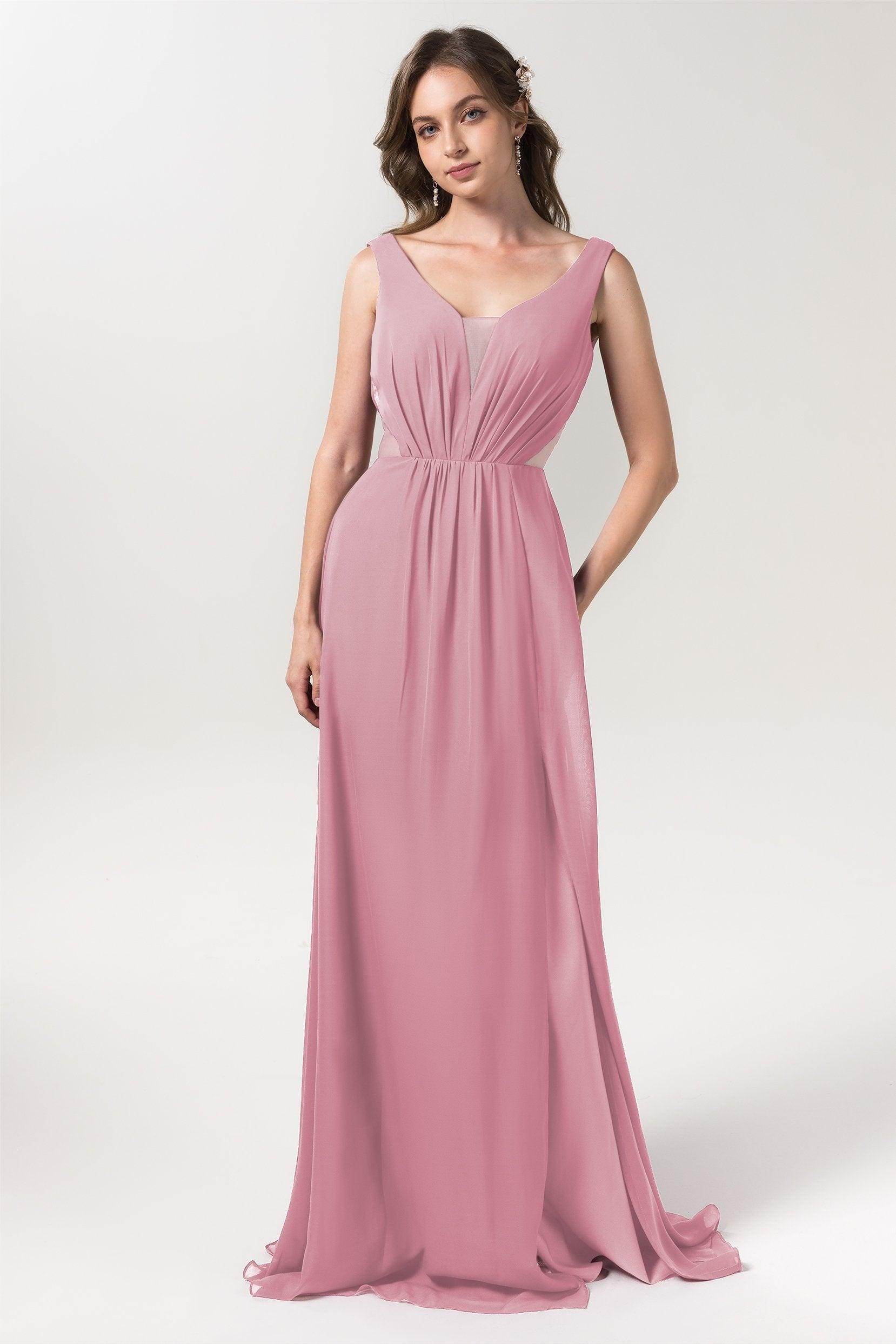 A-Line Floor Length Chiffon Bridesmaid Dress CB0559 - COCOMELODY