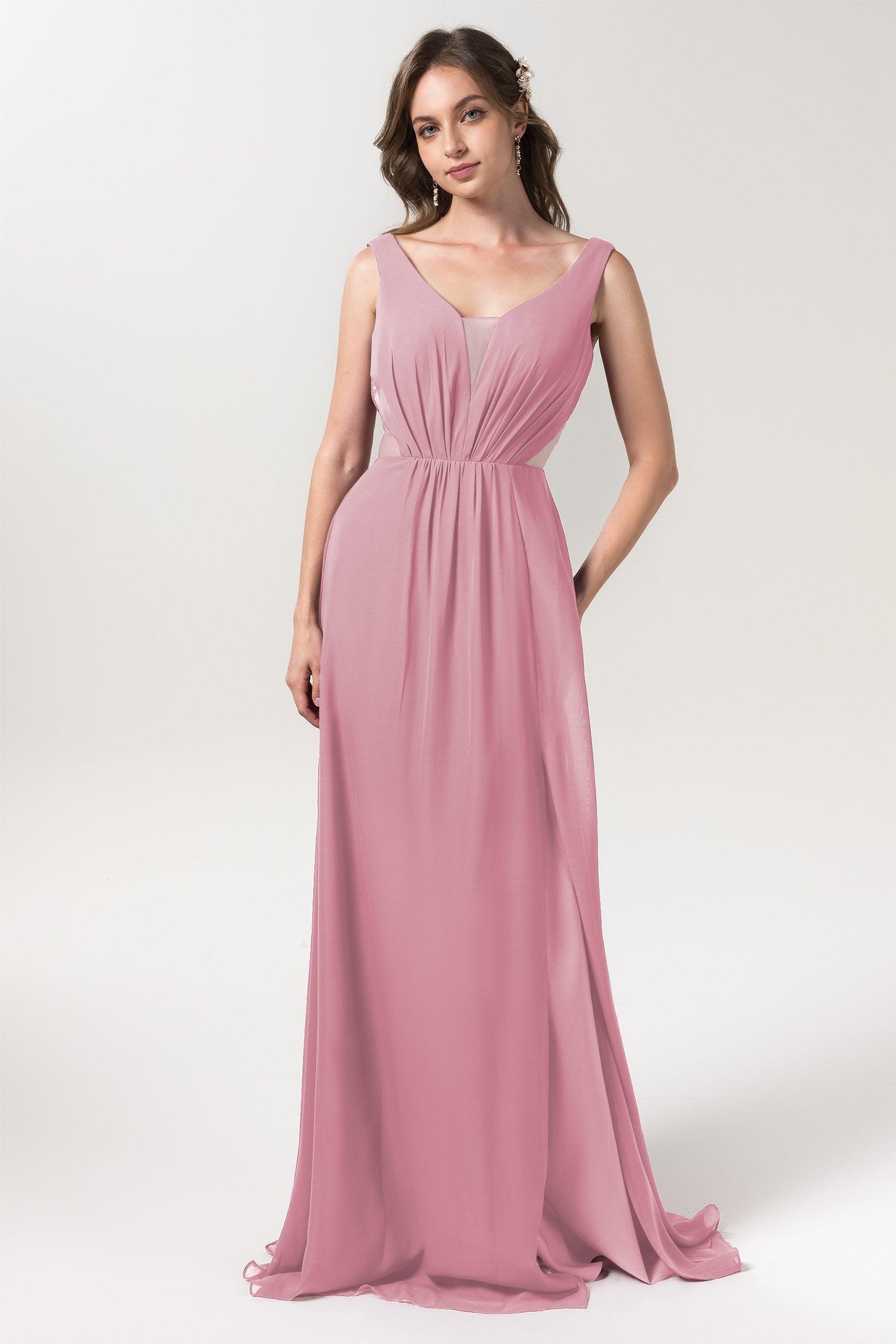 A-Line Floor Length Chiffon Bridesmaid Dress CB0559 - COCOMELODY