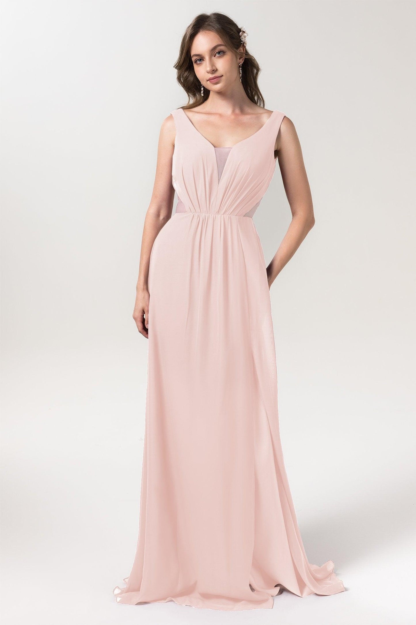 A-Line Floor Length Chiffon Bridesmaid Dress CB0559 - COCOMELODY