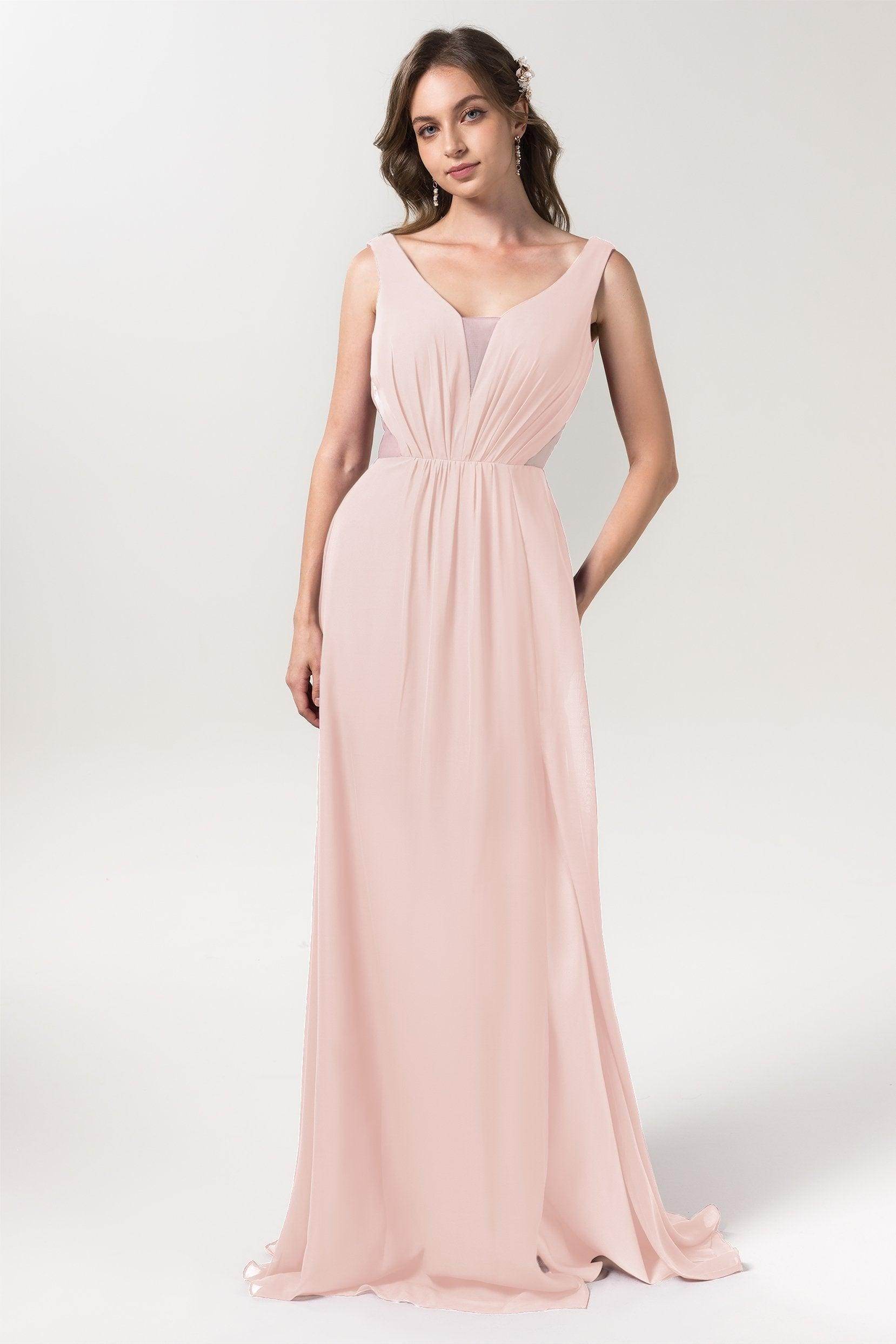A-Line Floor Length Chiffon Bridesmaid Dress CB0559 - COCOMELODY