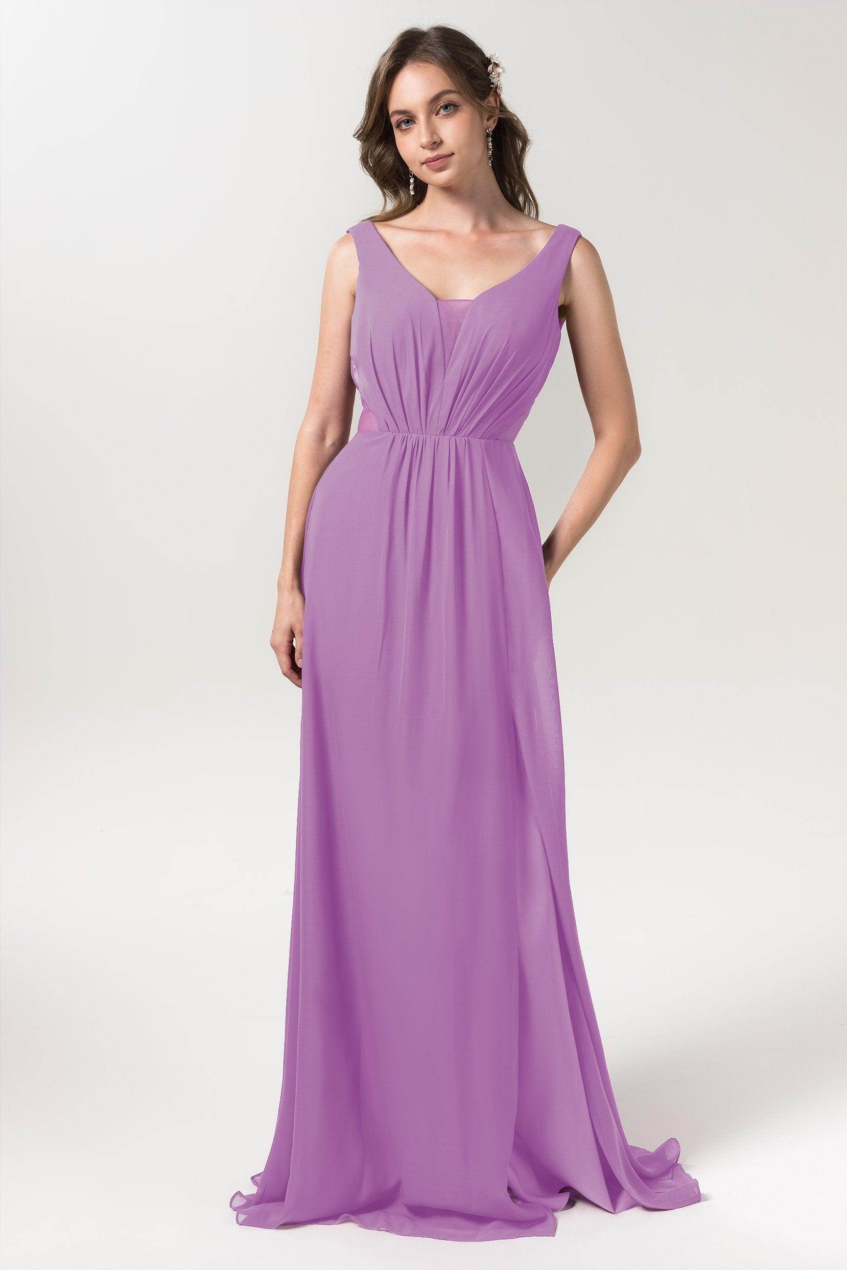 A-Line Floor Length Chiffon Bridesmaid Dress CB0559 - COCOMELODY