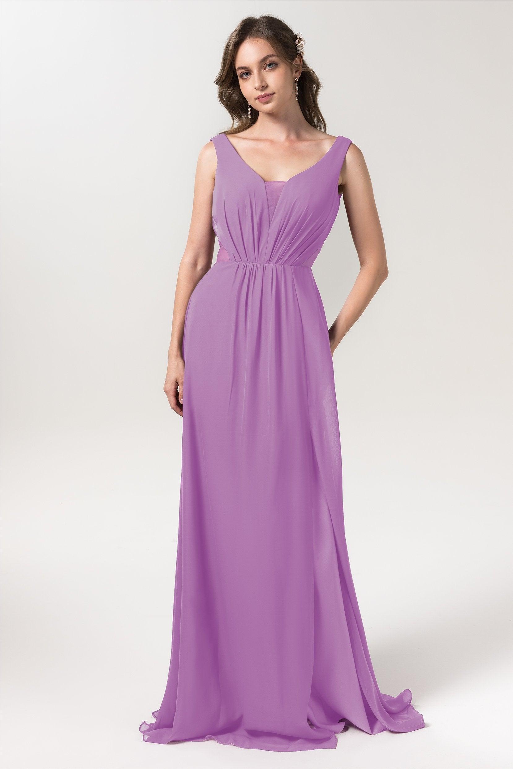 A-Line Floor Length Chiffon Bridesmaid Dress CB0559 - COCOMELODY