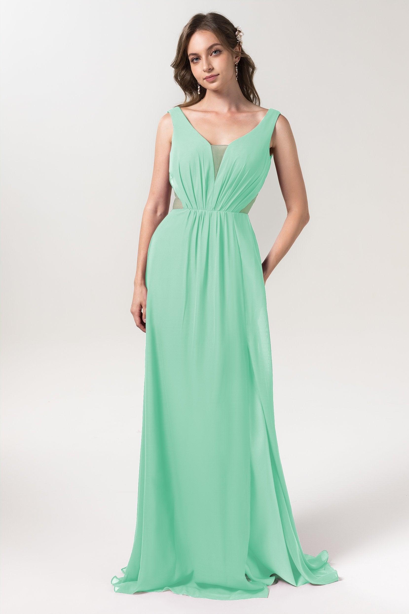 A-Line Floor Length Chiffon Bridesmaid Dress CB0559 - COCOMELODY