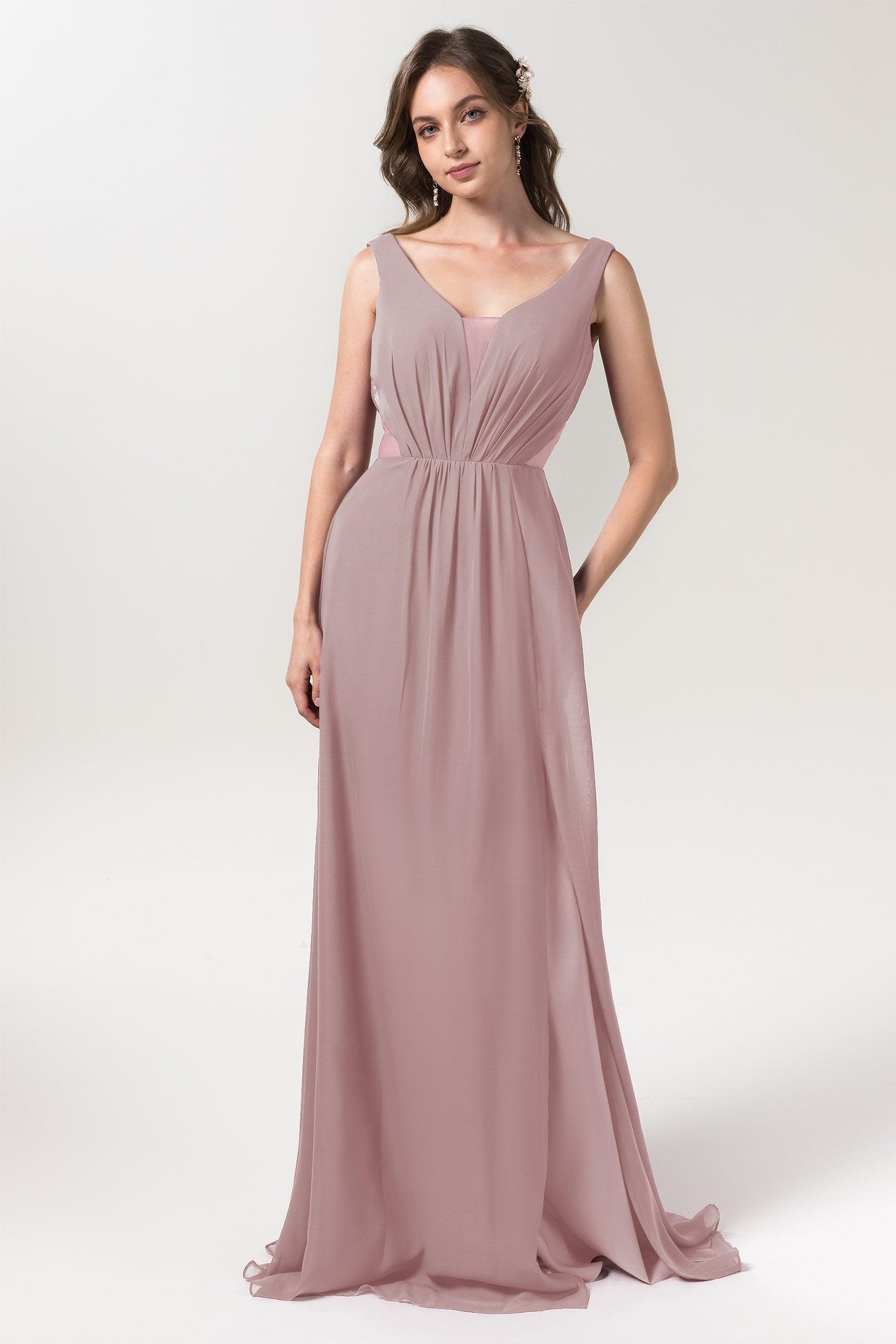 A-Line Floor Length Chiffon Bridesmaid Dress CB0559 - COCOMELODY