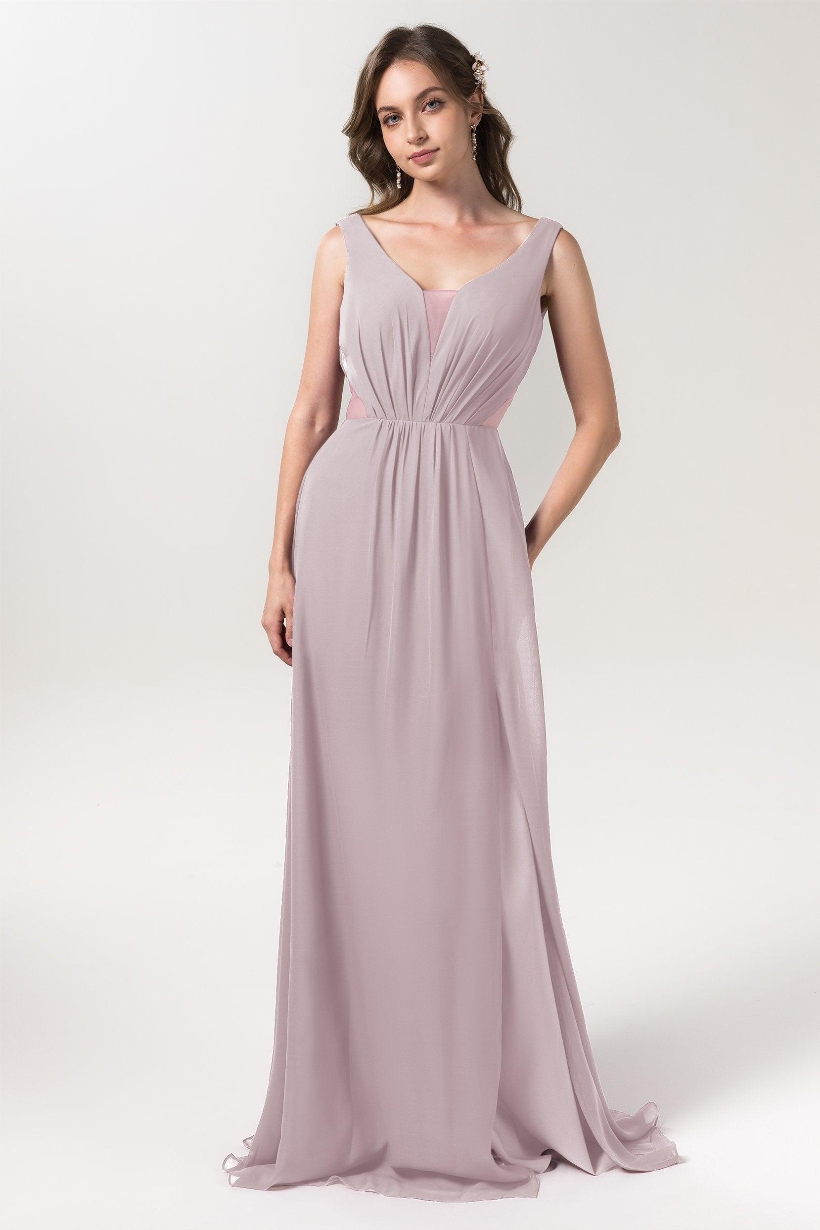 A-Line Floor Length Chiffon Bridesmaid Dress CB0559 - COCOMELODY