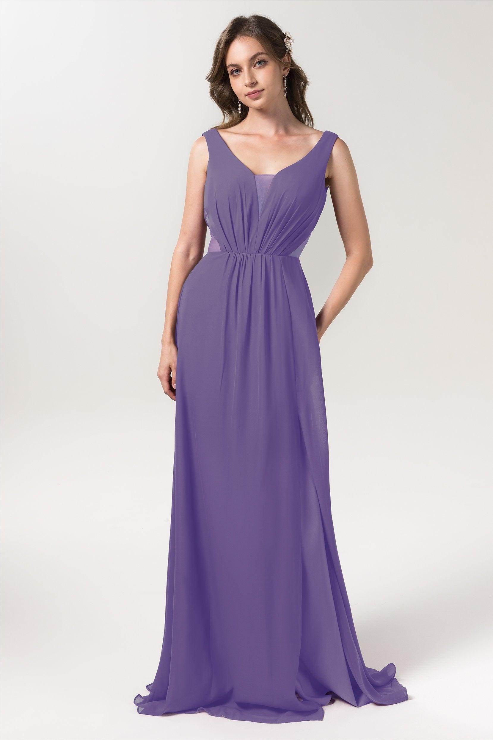 A-Line Floor Length Chiffon Bridesmaid Dress CB0559 - COCOMELODY