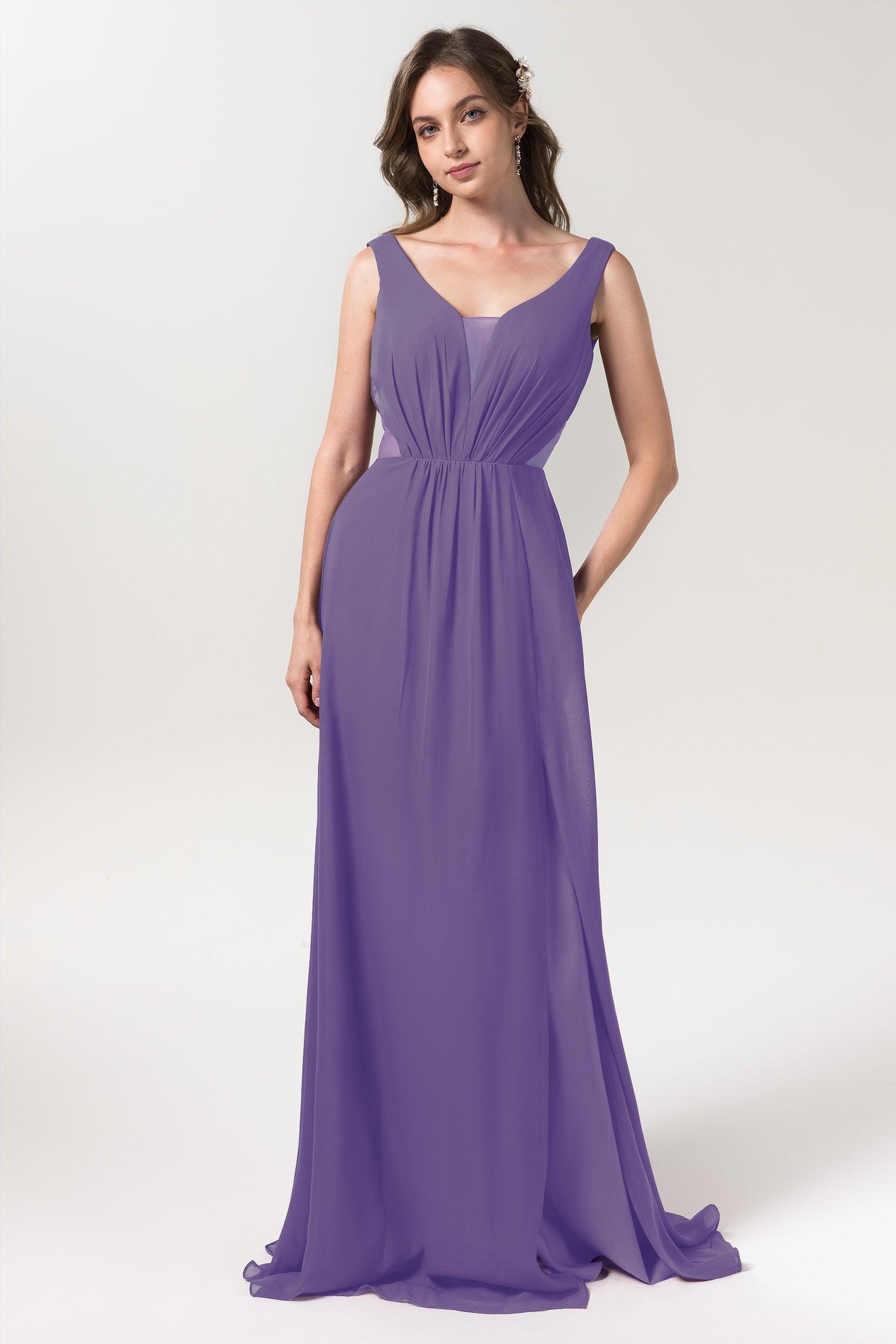 A-Line Floor Length Chiffon Bridesmaid Dress CB0559 - COCOMELODY