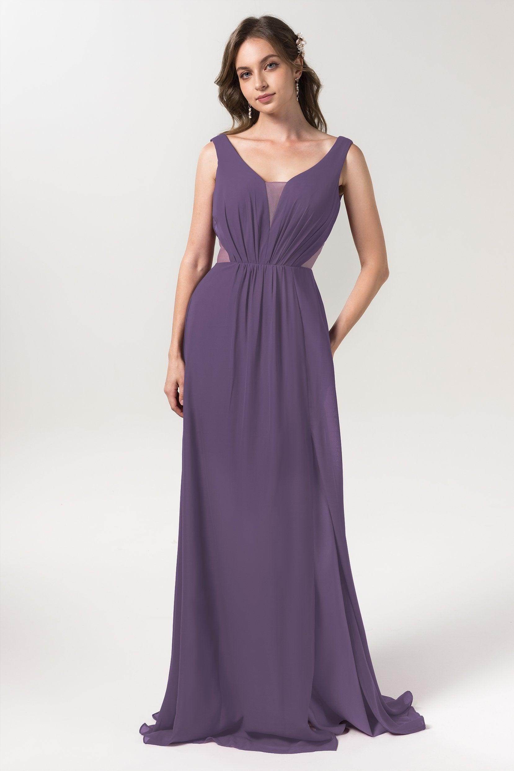 A-Line Floor Length Chiffon Bridesmaid Dress CB0559 - COCOMELODY