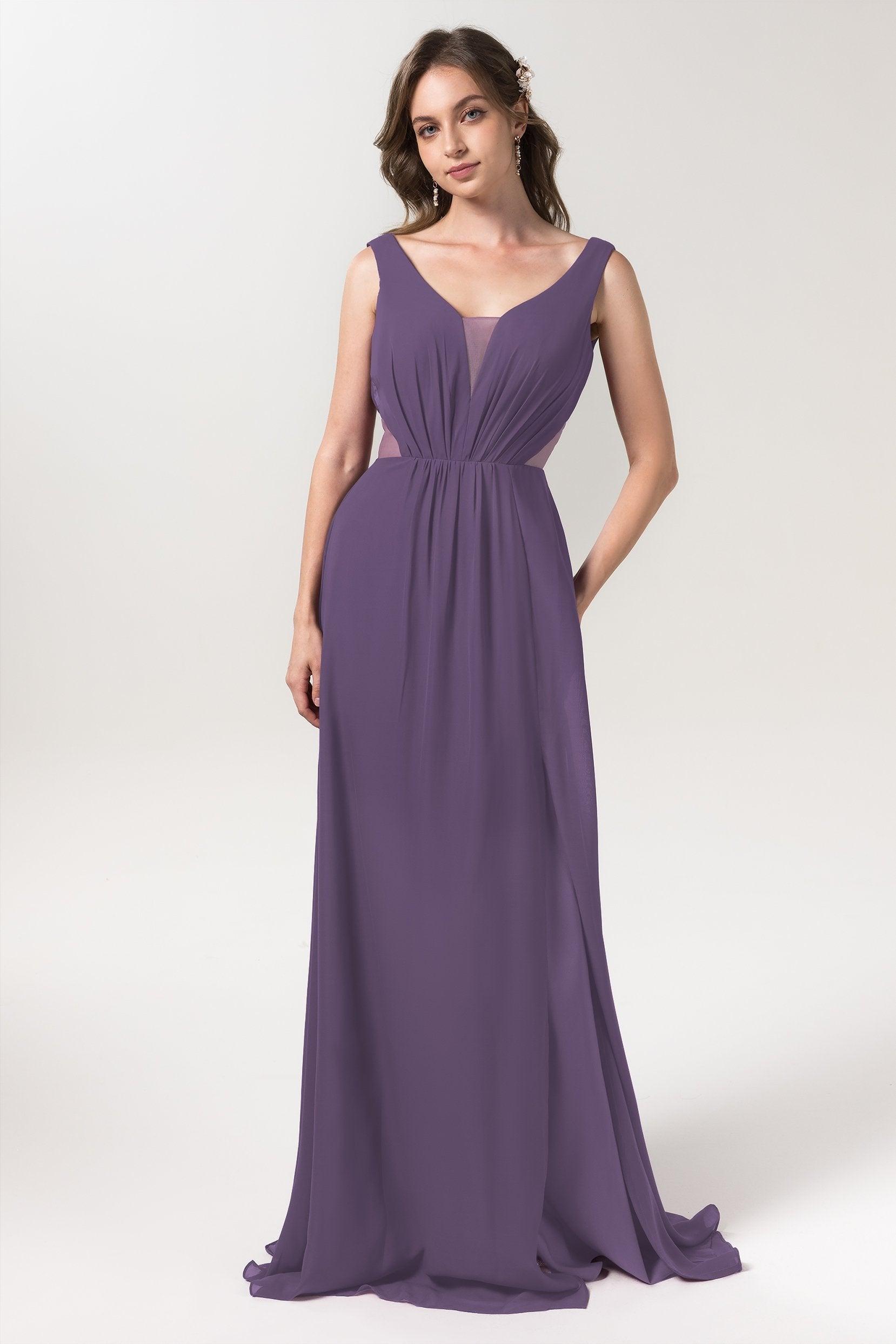 A-Line Floor Length Chiffon Bridesmaid Dress CB0559 - COCOMELODY
