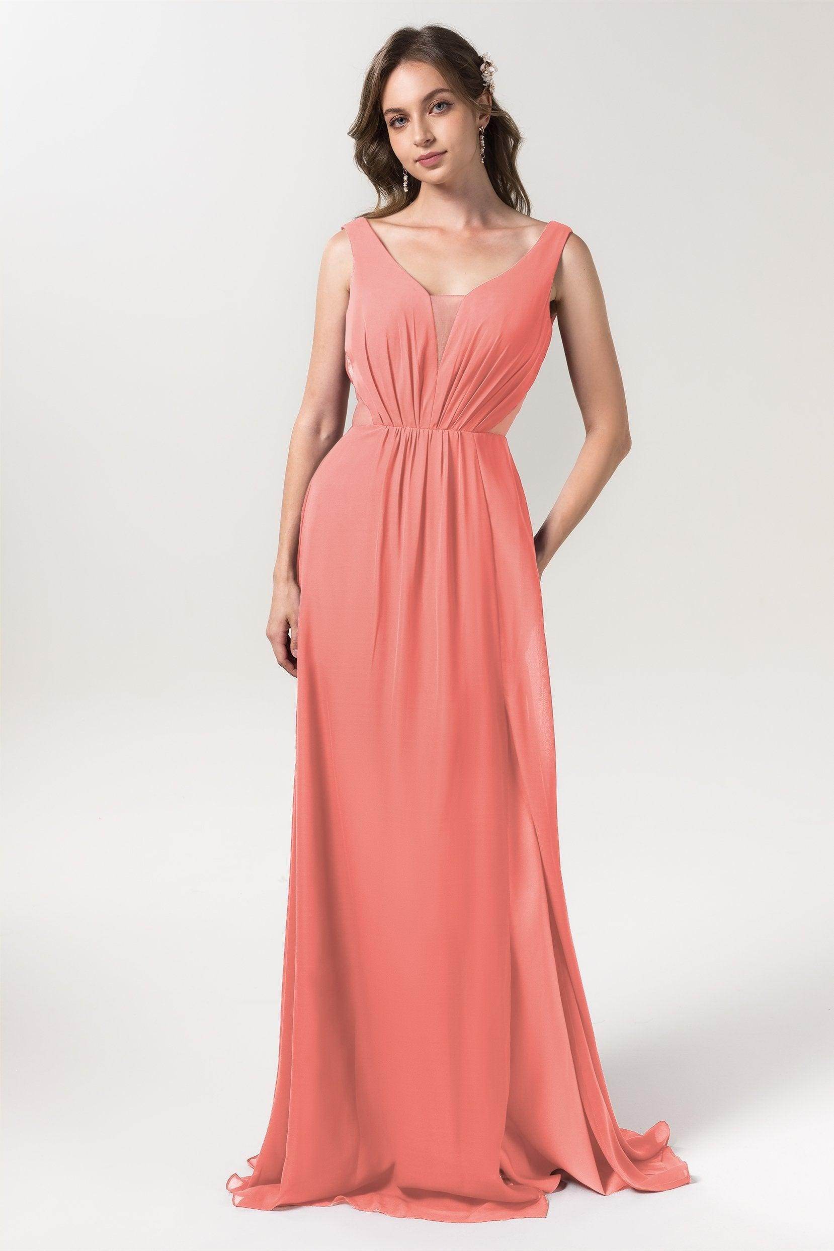 A-Line Floor Length Chiffon Bridesmaid Dress CB0559 - COCOMELODY