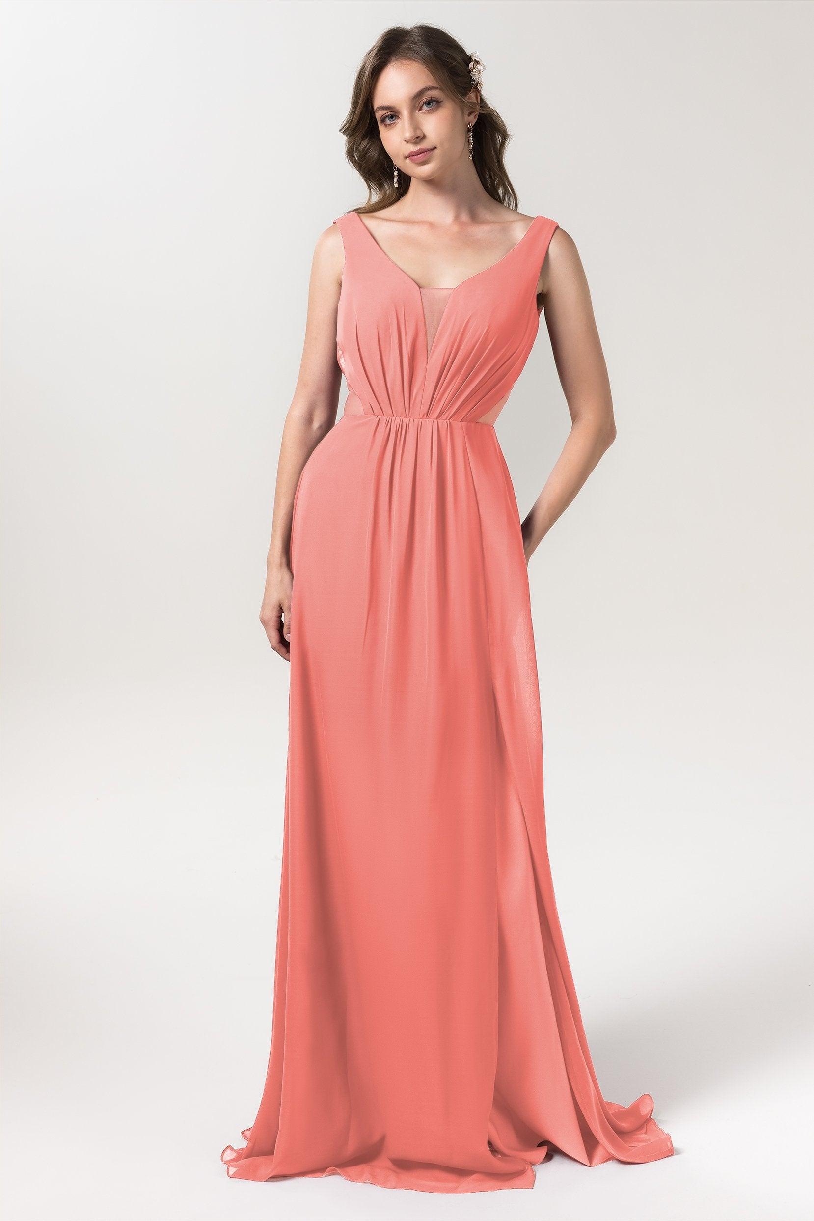 A-Line Floor Length Chiffon Bridesmaid Dress CB0559 - COCOMELODY