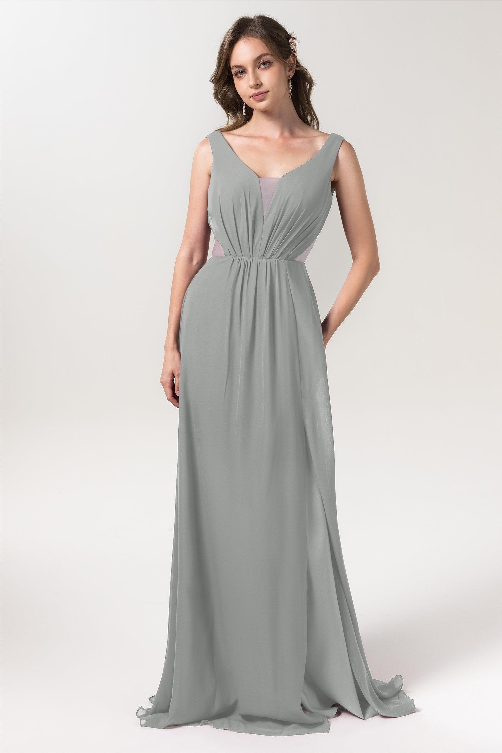A-Line Floor Length Chiffon Bridesmaid Dress CB0559 - COCOMELODY