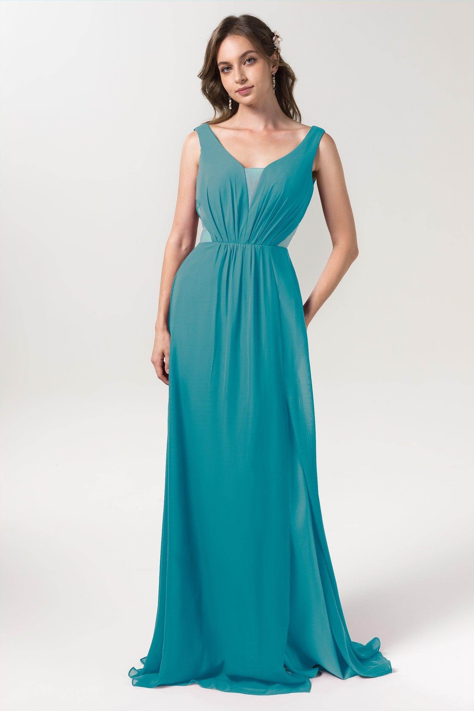 A-Line Floor Length Chiffon Bridesmaid Dress CB0559 - COCOMELODY