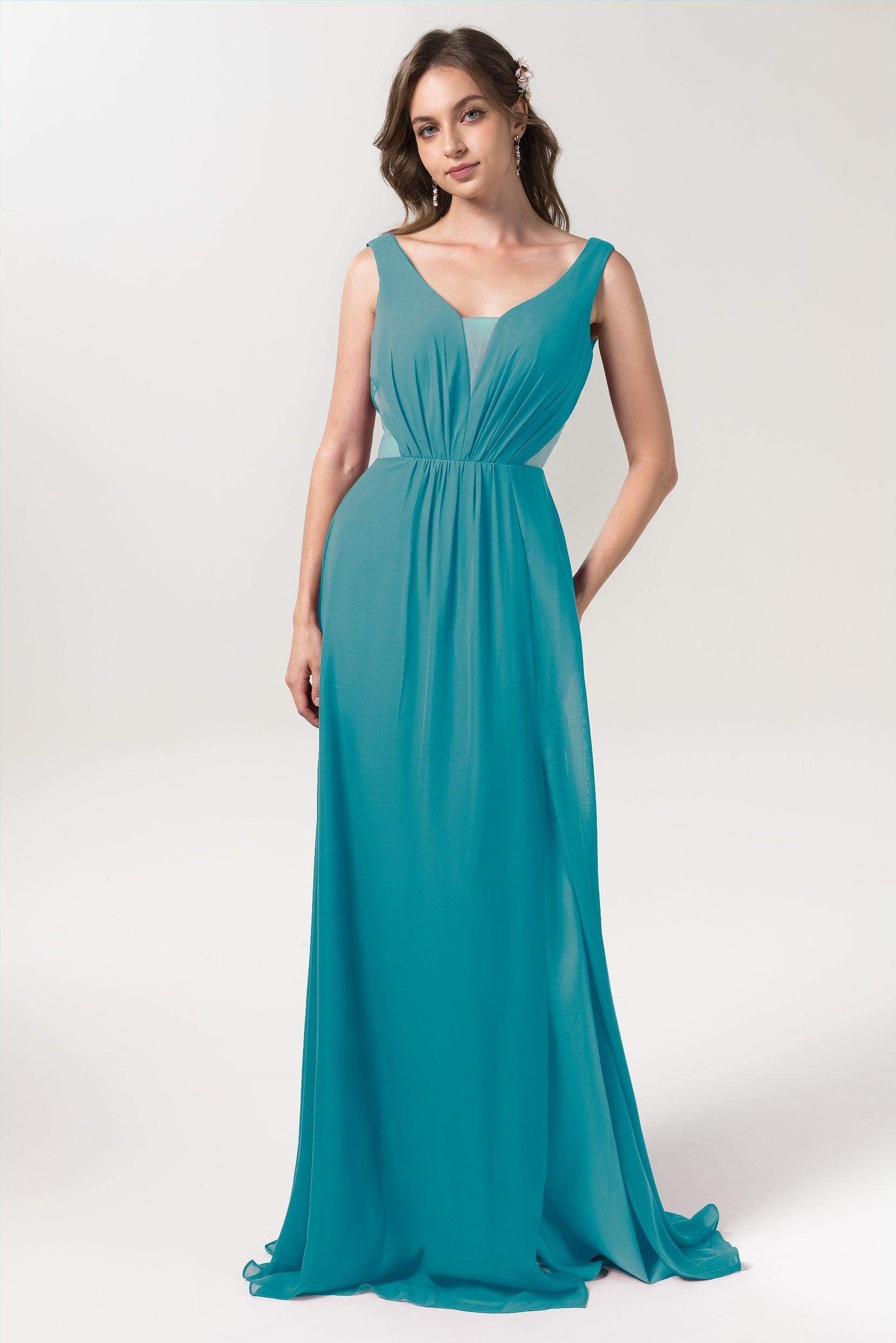 A-Line Floor Length Chiffon Bridesmaid Dress CB0559 - COCOMELODY