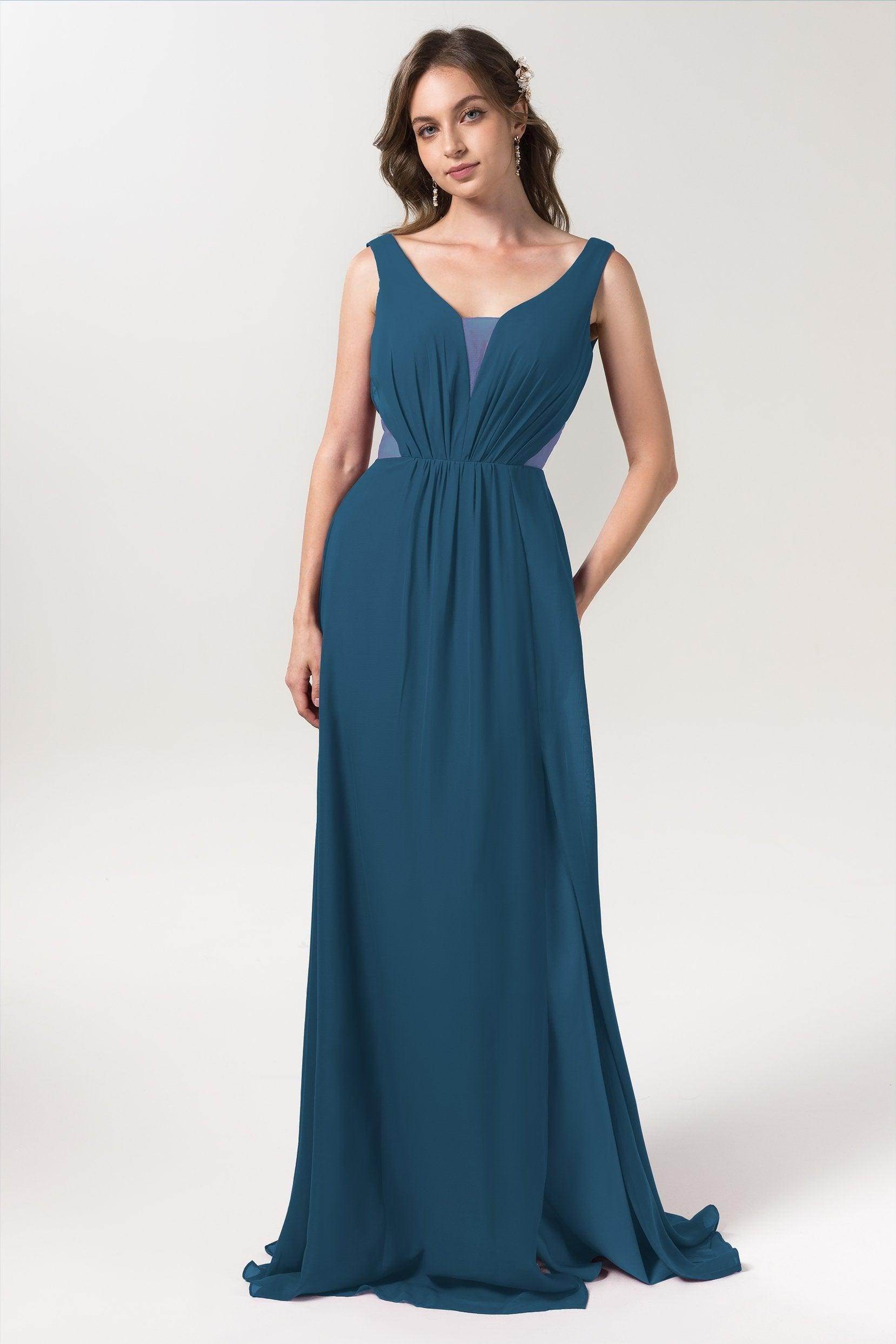 A-Line Floor Length Chiffon Bridesmaid Dress CB0559 - COCOMELODY