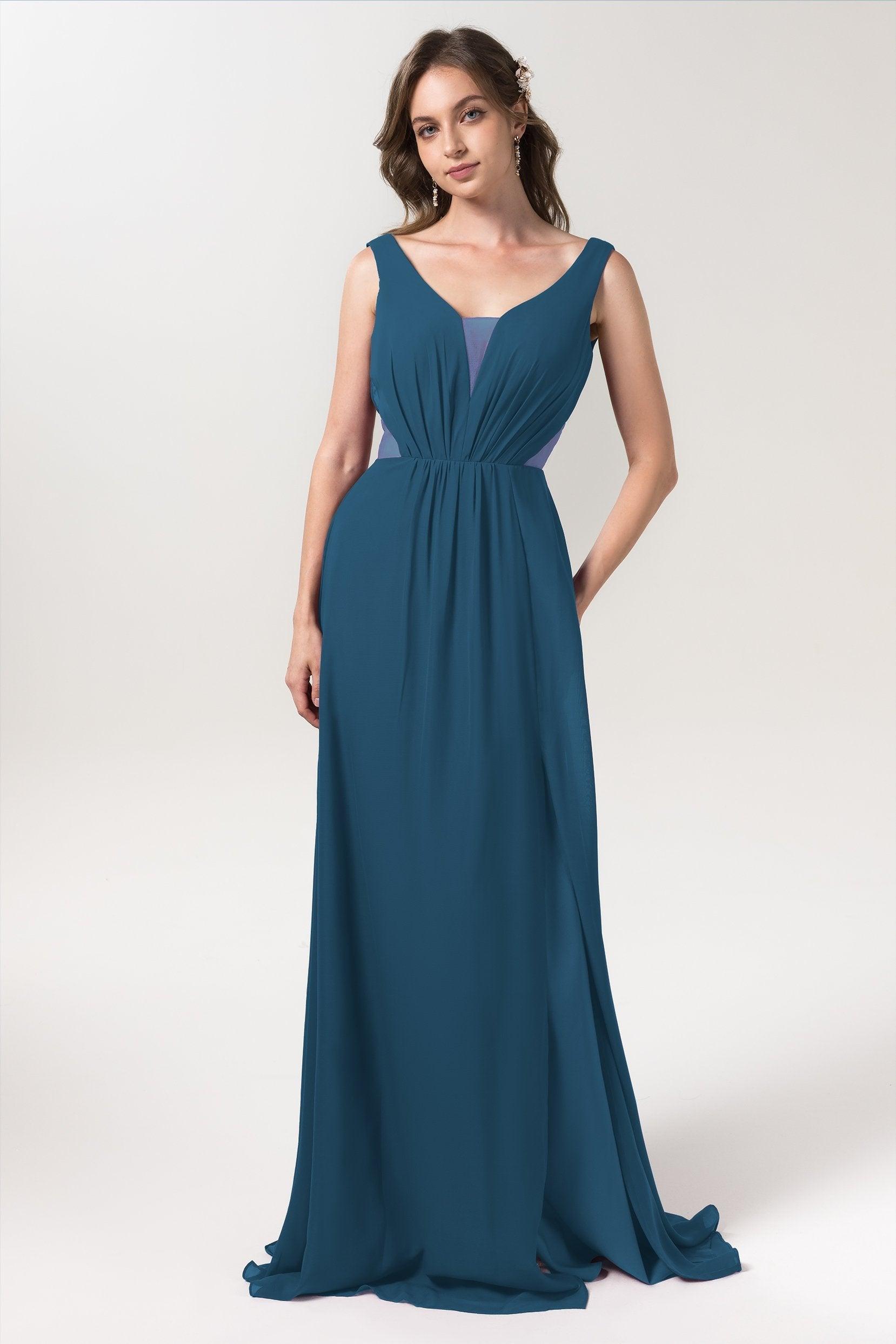 A-Line Floor Length Chiffon Bridesmaid Dress CB0559 - COCOMELODY