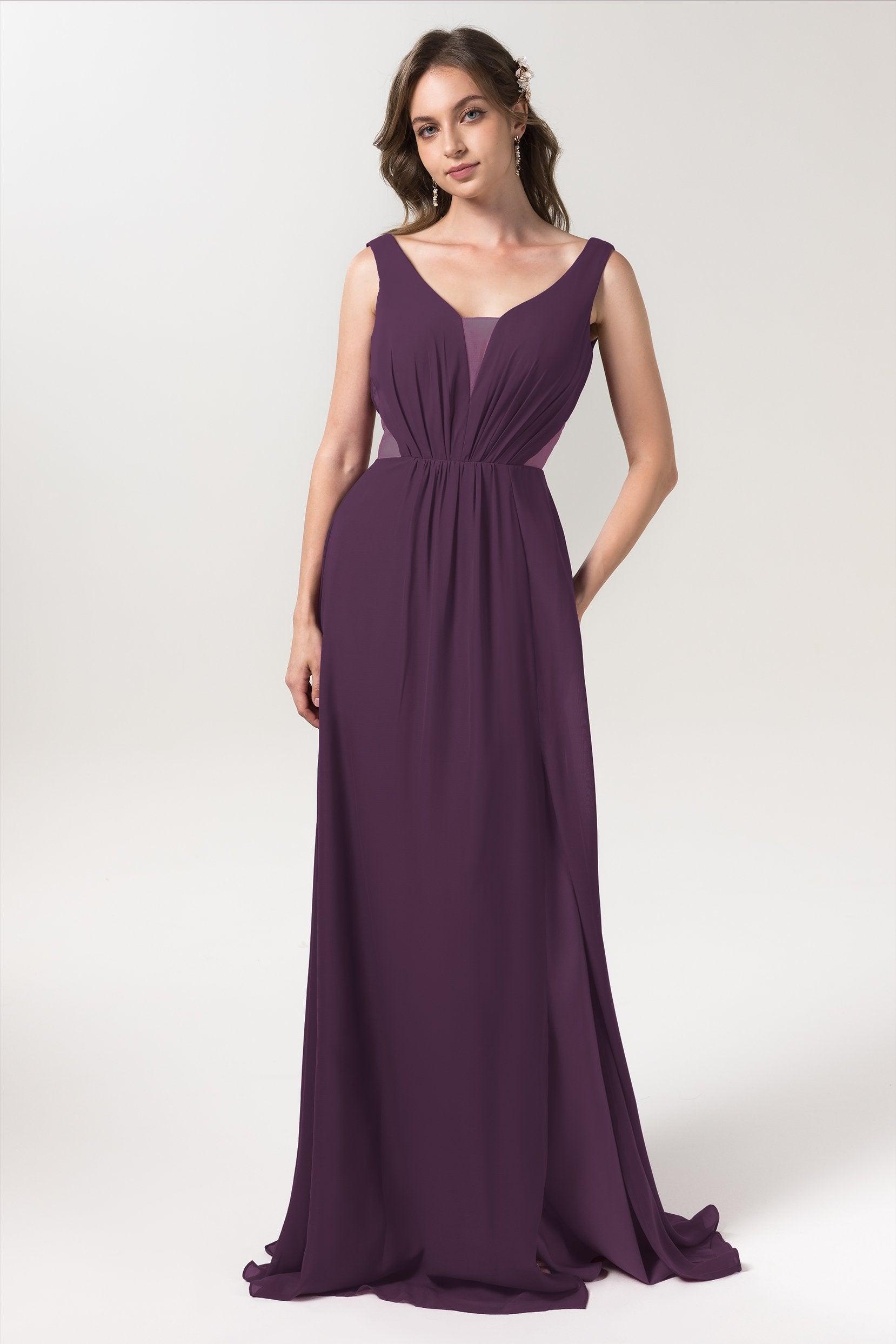 A-Line Floor Length Chiffon Bridesmaid Dress CB0559 - COCOMELODY