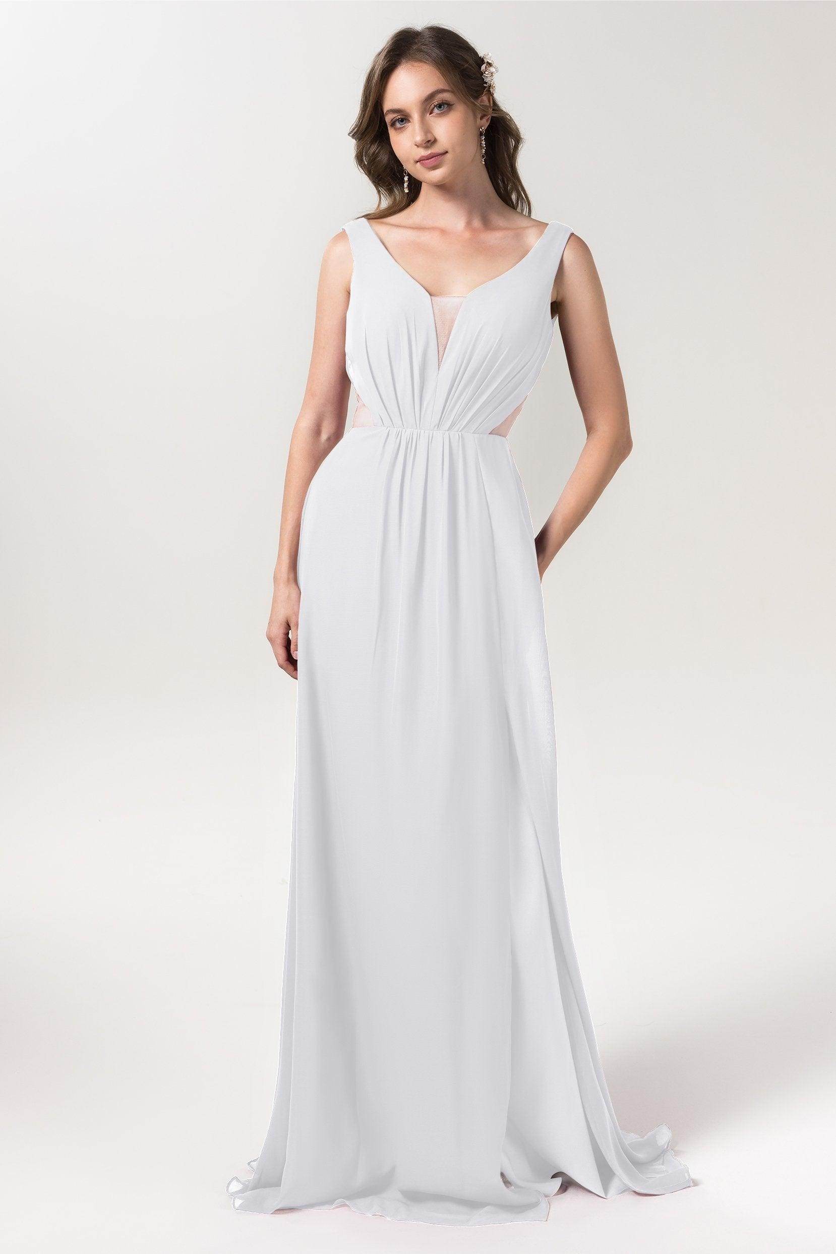 A-Line Floor Length Chiffon Bridesmaid Dress CB0559 - COCOMELODY