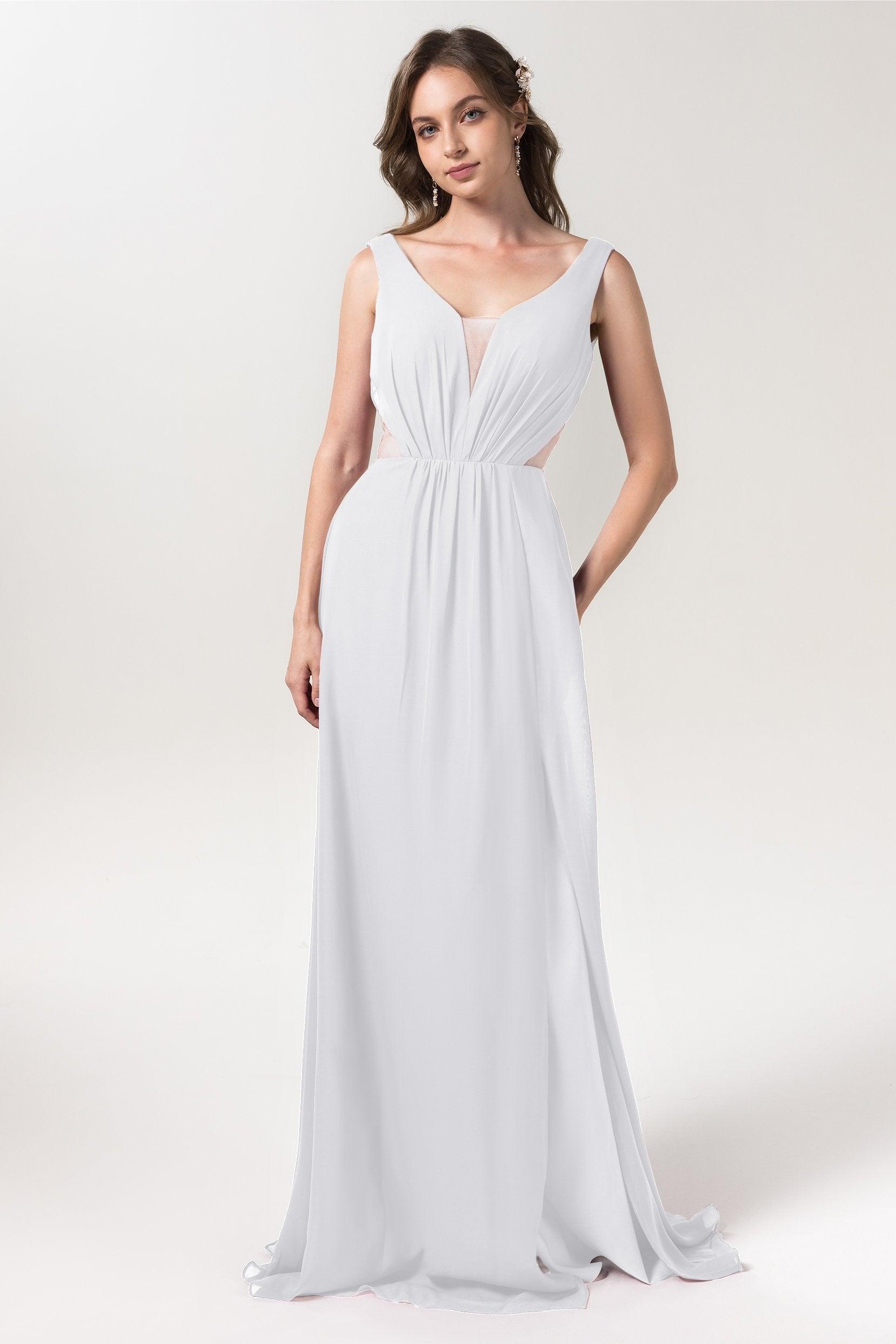 A-Line Floor Length Chiffon Bridesmaid Dress CB0559 - COCOMELODY