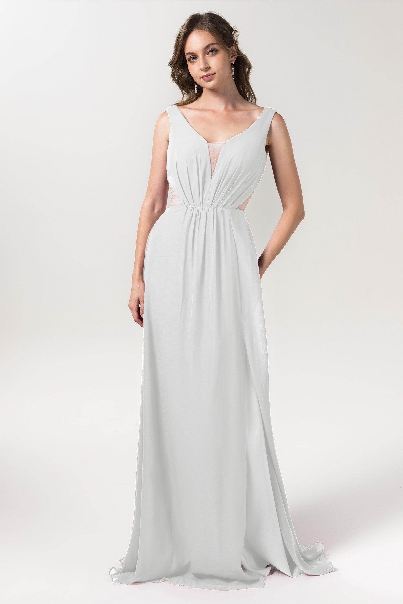 A-Line Floor Length Chiffon Bridesmaid Dress CB0559 - COCOMELODY