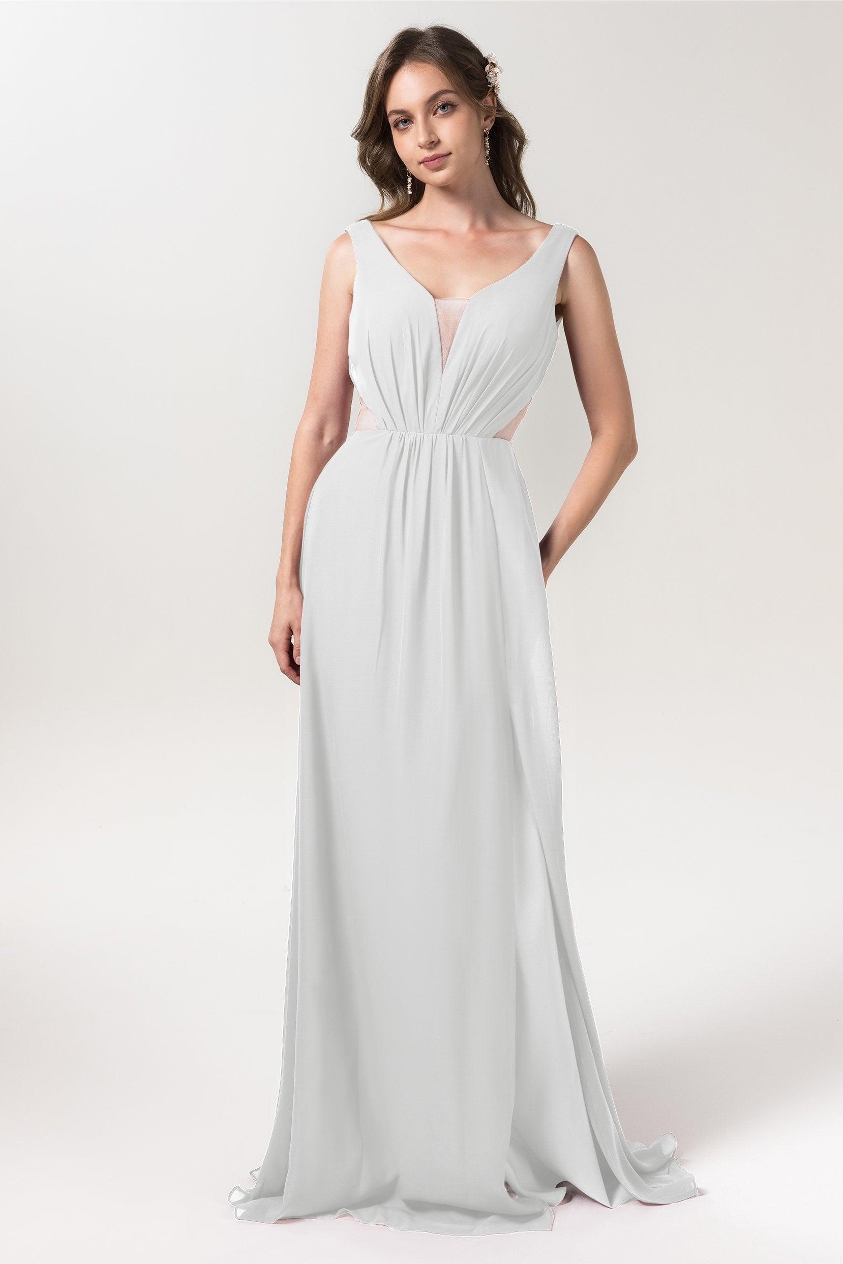 A-Line Floor Length Chiffon Bridesmaid Dress CB0559 - COCOMELODY