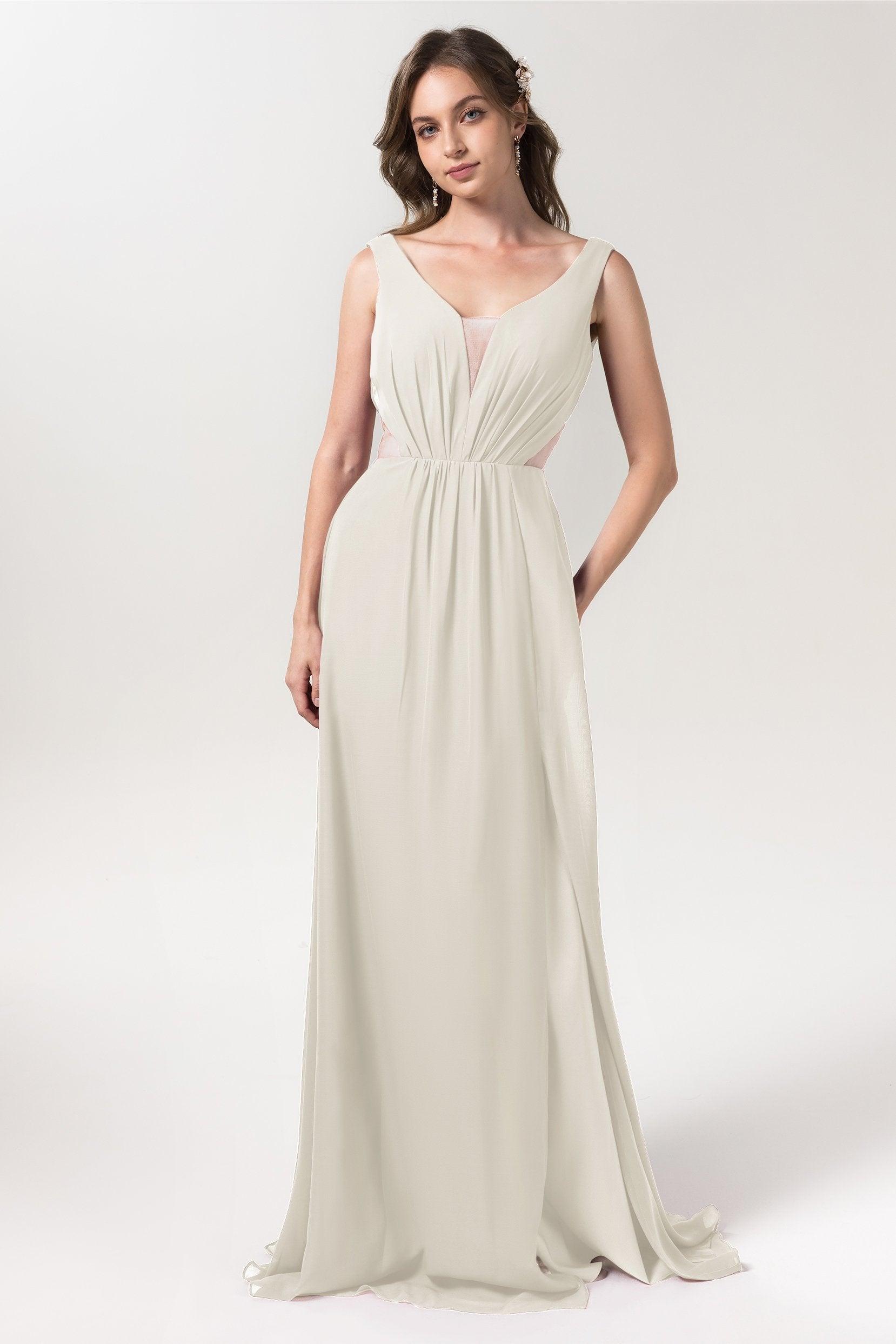 A-Line Floor Length Chiffon Bridesmaid Dress CB0559 - COCOMELODY