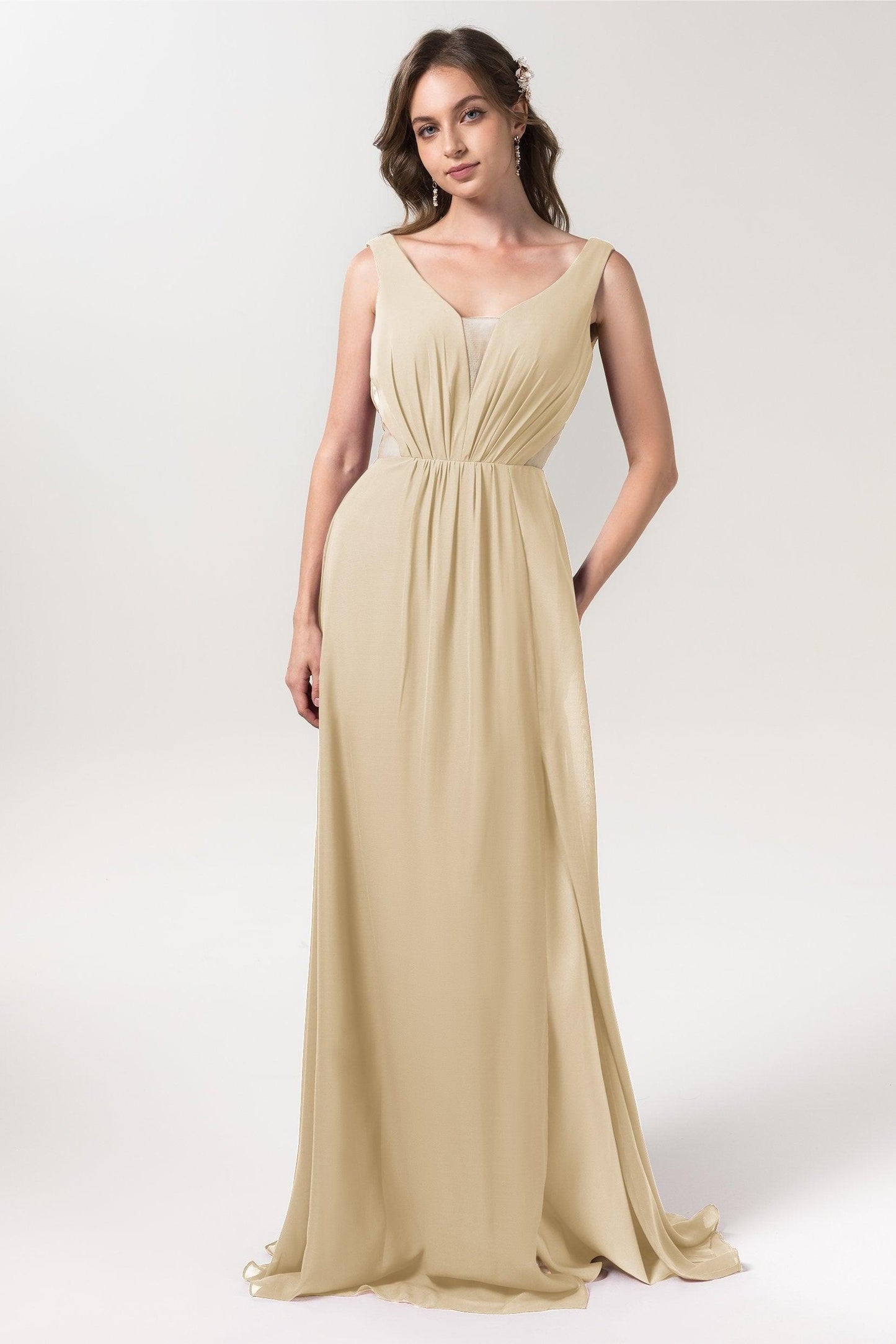 A-Line Floor Length Chiffon Bridesmaid Dress CB0559 - COCOMELODY
