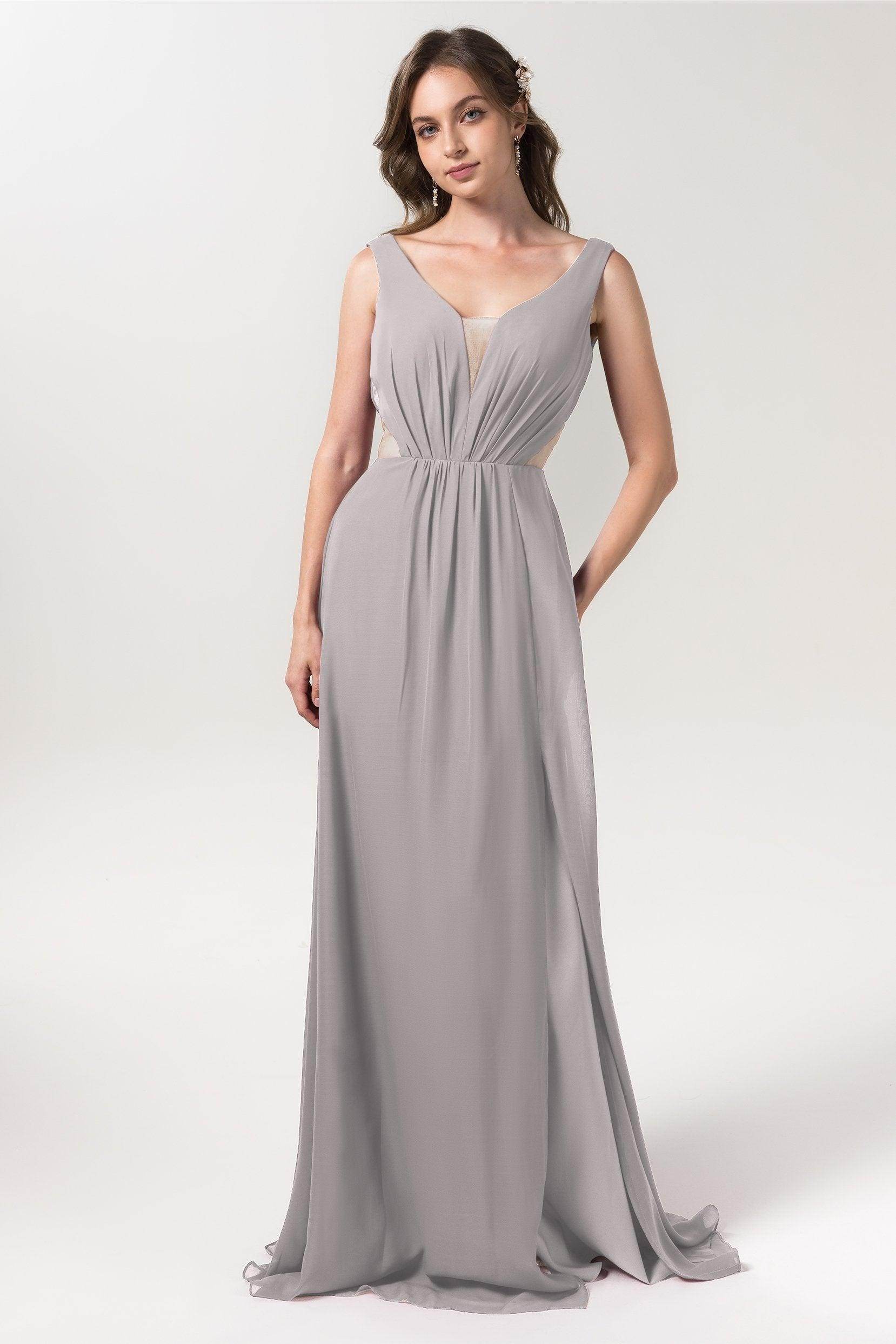 A-Line Floor Length Chiffon Bridesmaid Dress CB0559 - COCOMELODY