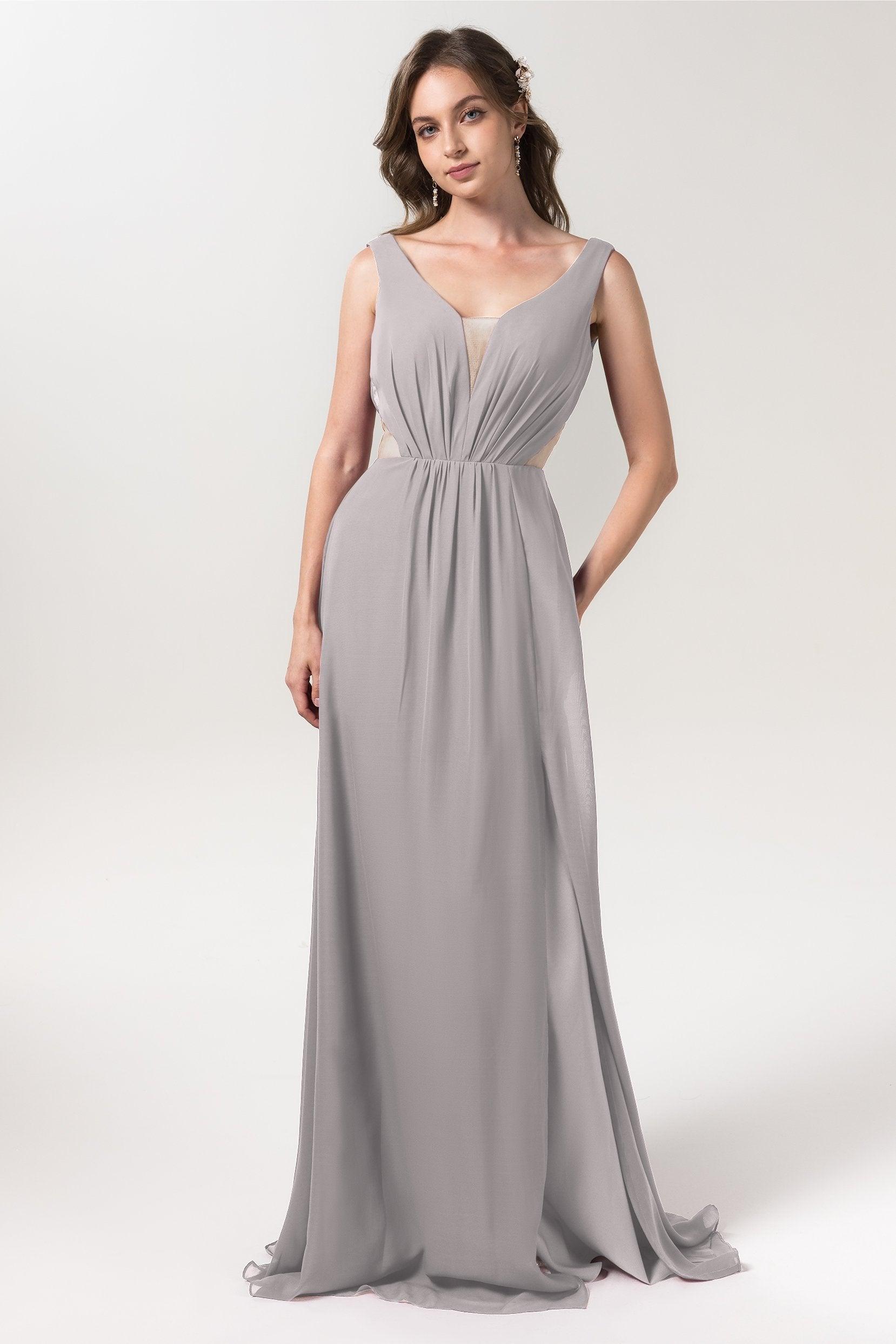 A-Line Floor Length Chiffon Bridesmaid Dress CB0559 - COCOMELODY