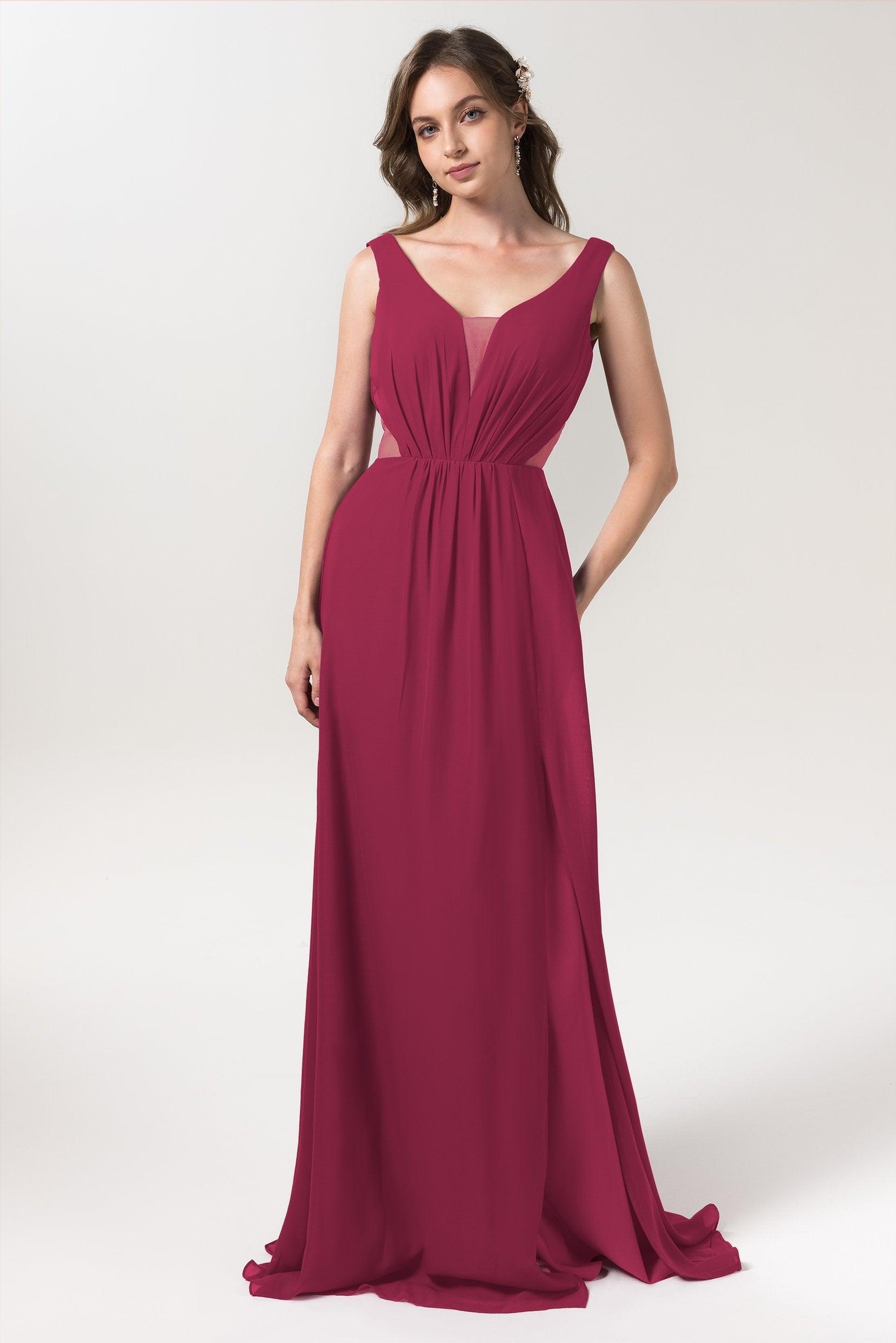 A-Line Floor Length Chiffon Bridesmaid Dress CB0559 - COCOMELODY