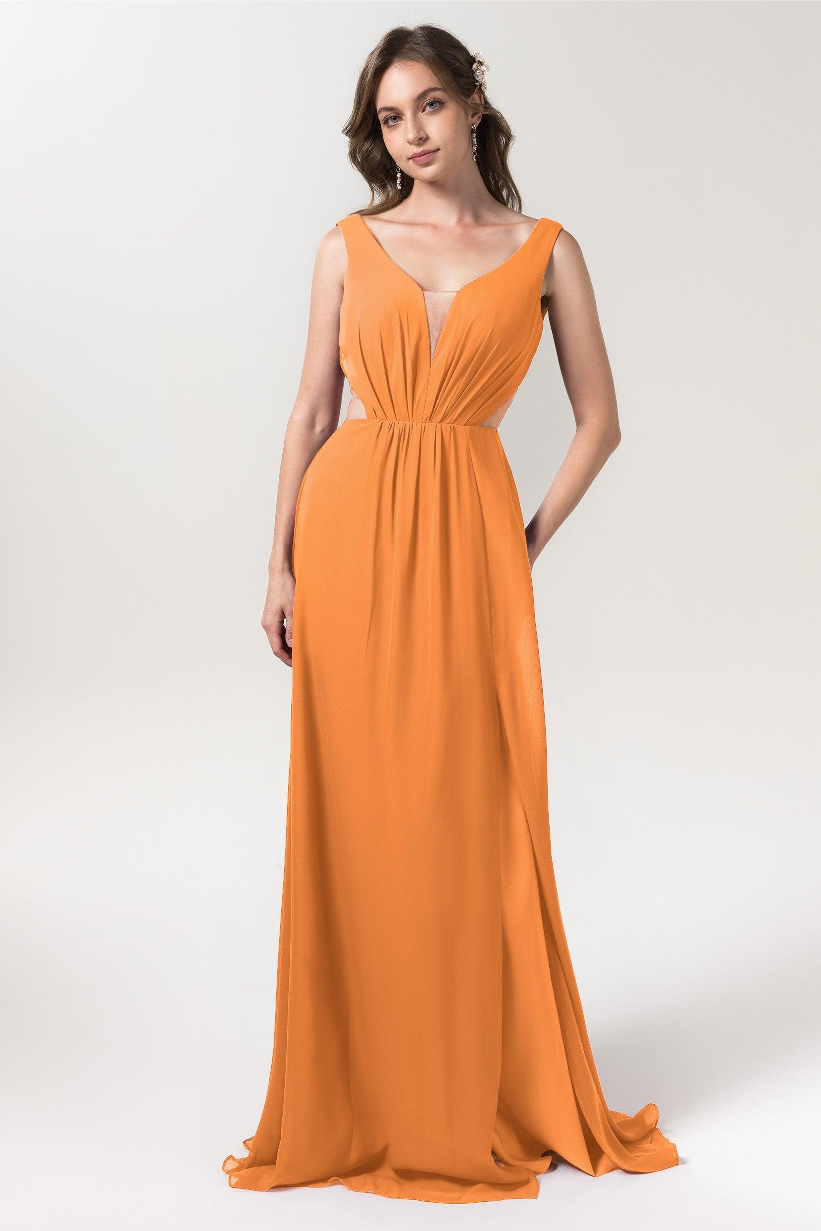 A-Line Floor Length Chiffon Bridesmaid Dress CB0559 - COCOMELODY
