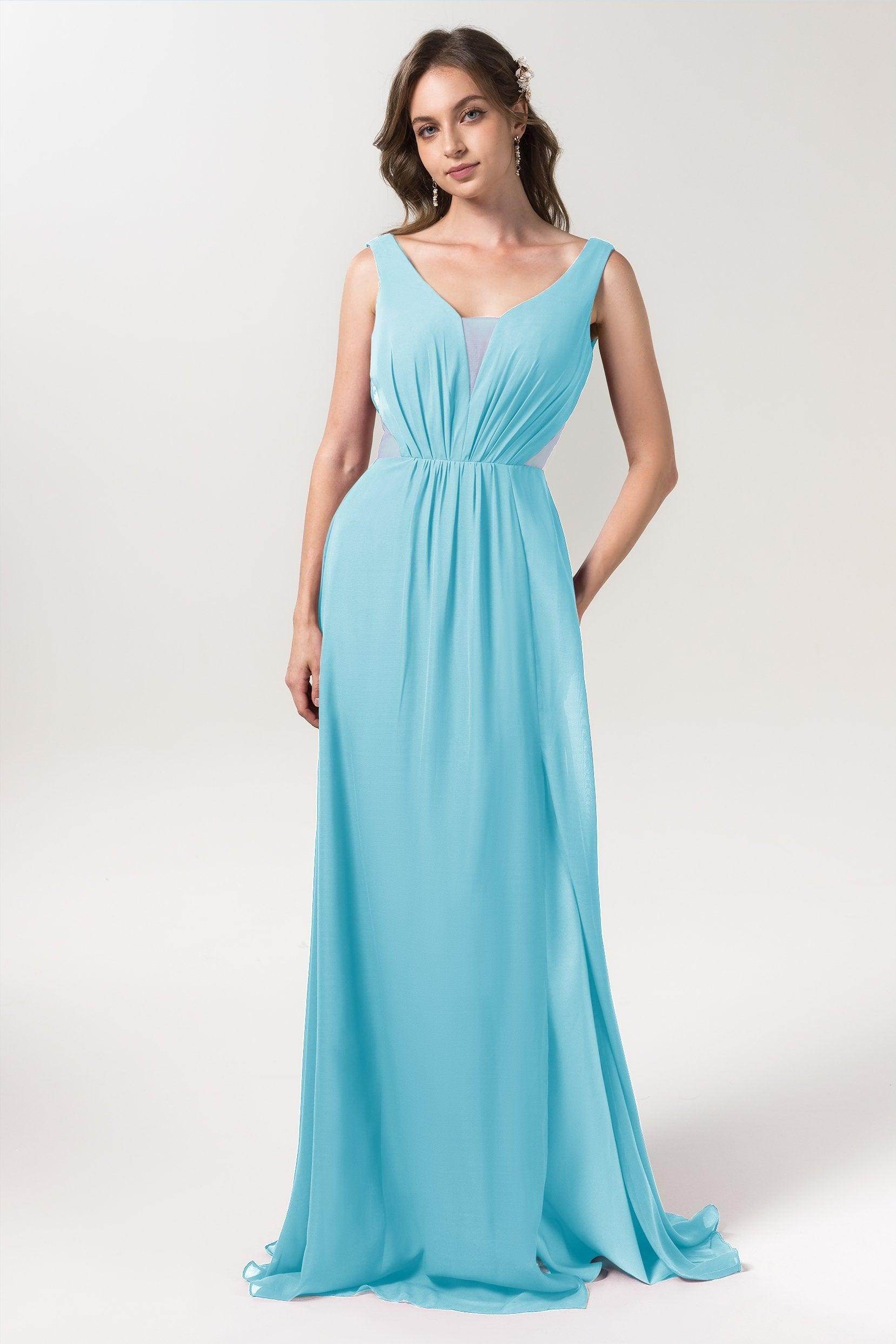 A-Line Floor Length Chiffon Bridesmaid Dress CB0559 - COCOMELODY