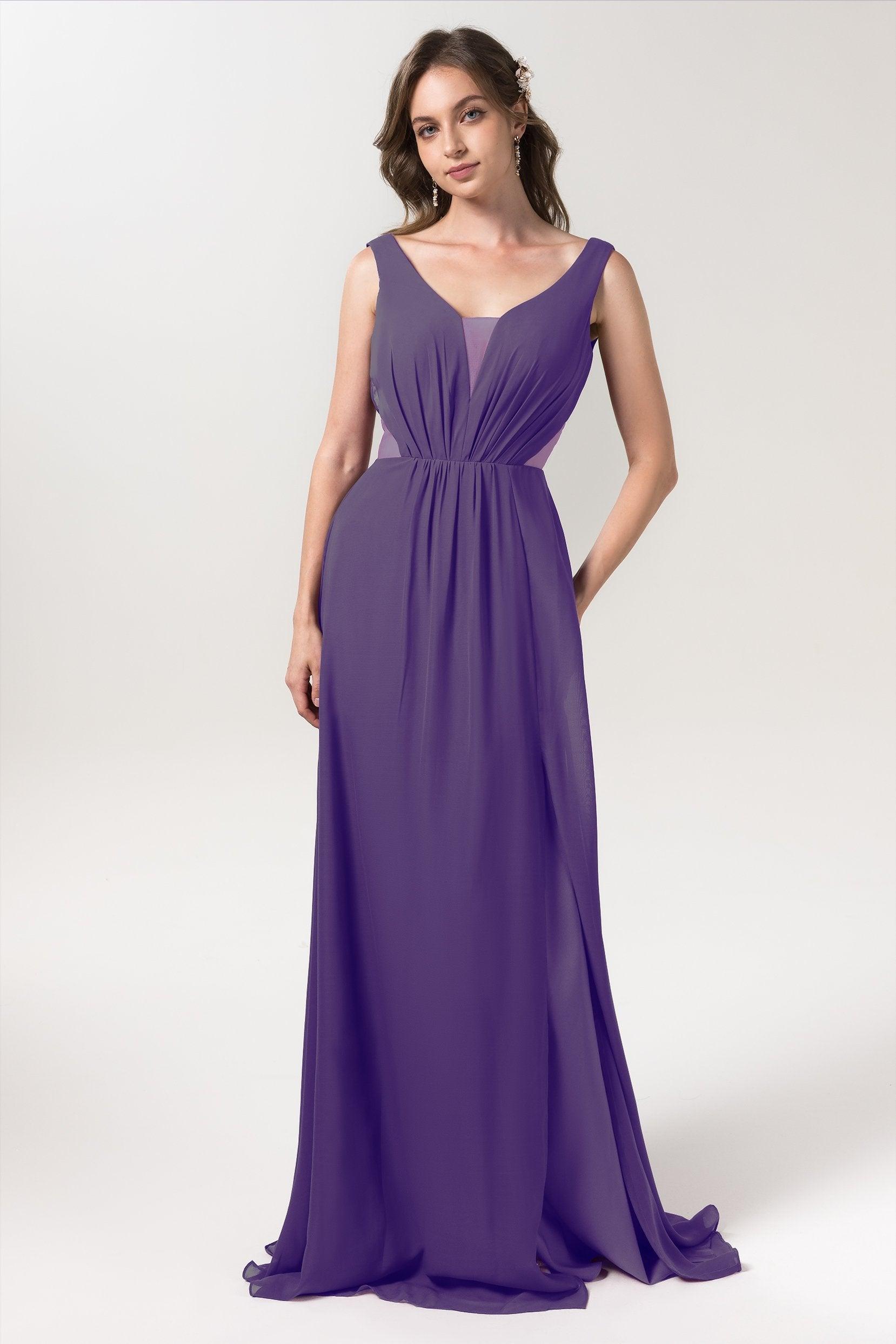 A-Line Floor Length Chiffon Bridesmaid Dress CB0559 - COCOMELODY