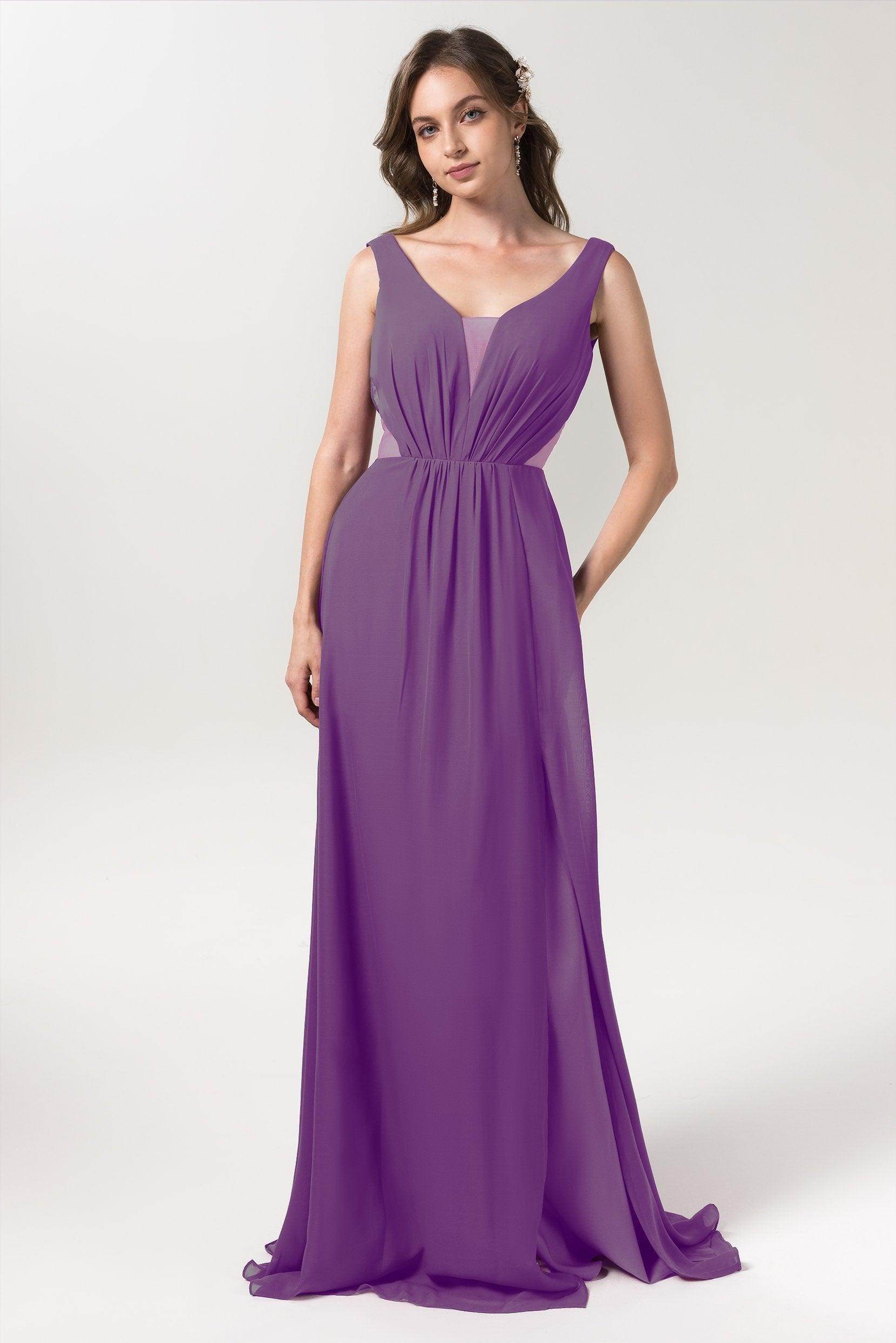 A-Line Floor Length Chiffon Bridesmaid Dress CB0559 - COCOMELODY