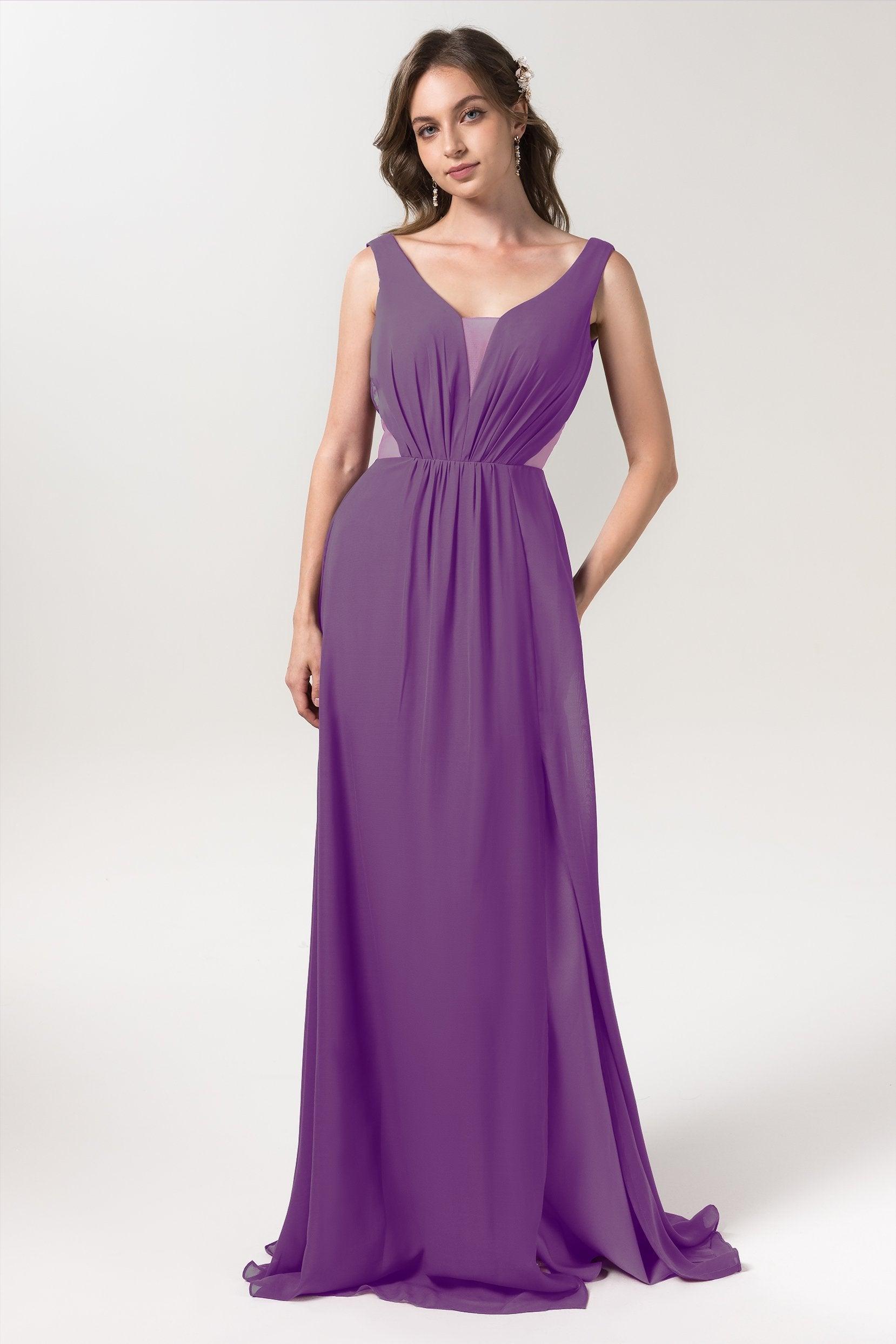 A-Line Floor Length Chiffon Bridesmaid Dress CB0559 - COCOMELODY