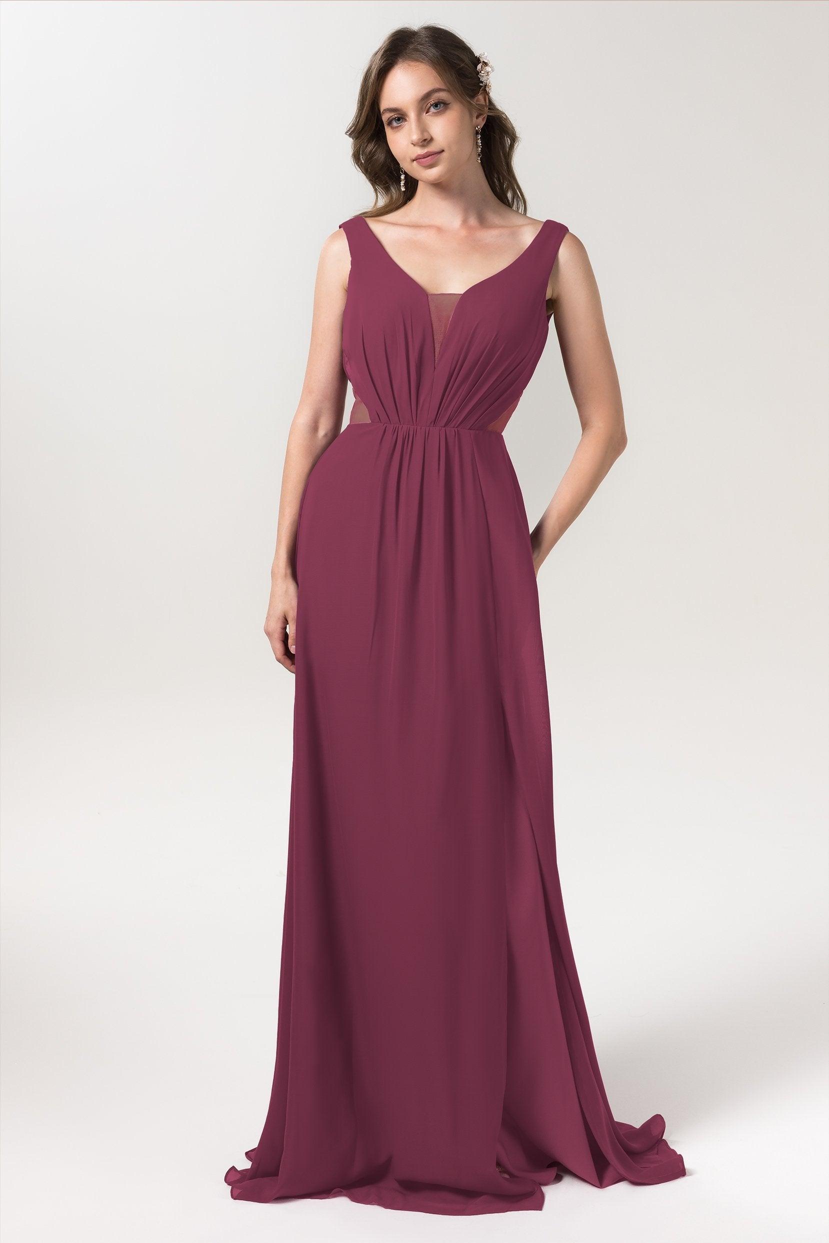 A-Line Floor Length Chiffon Bridesmaid Dress CB0559 - COCOMELODY