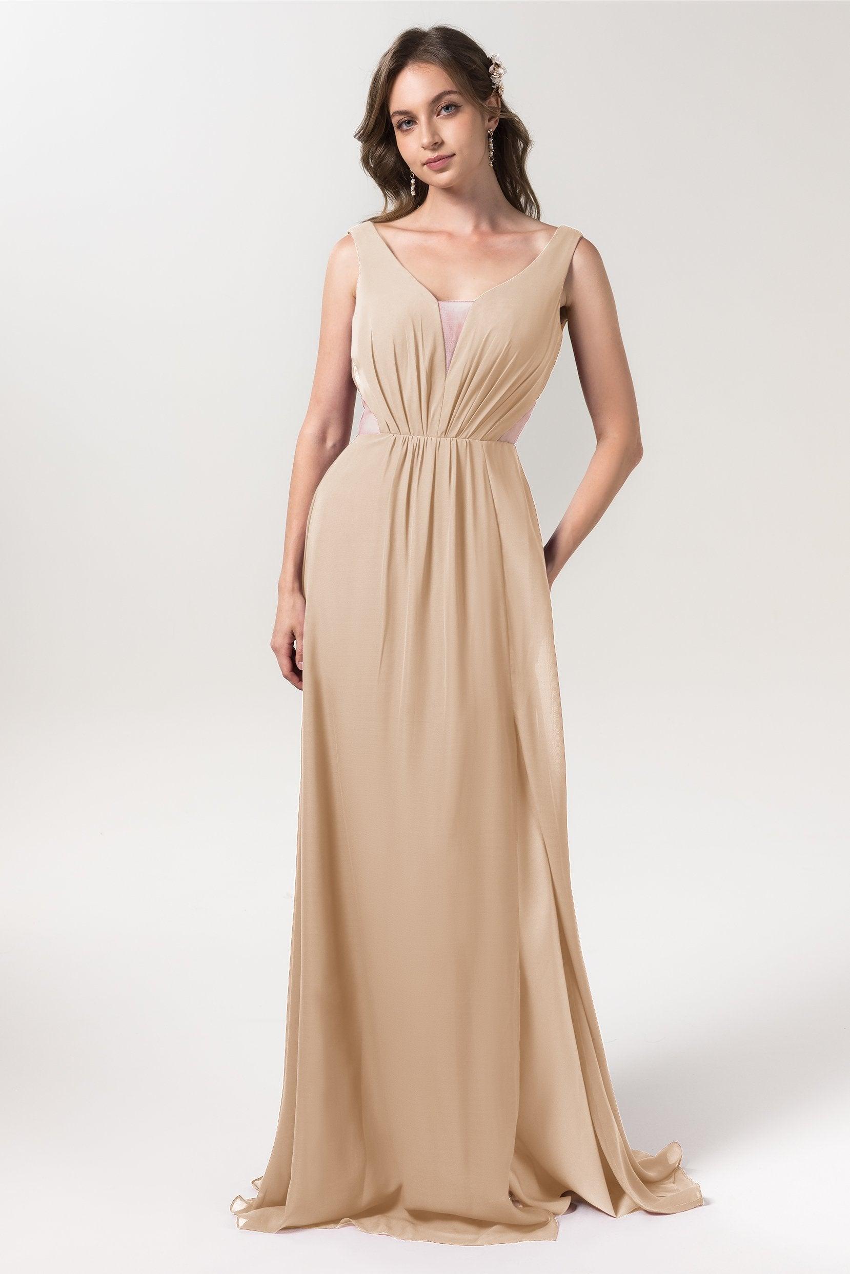 A-Line Floor Length Chiffon Bridesmaid Dress CB0559 - COCOMELODY