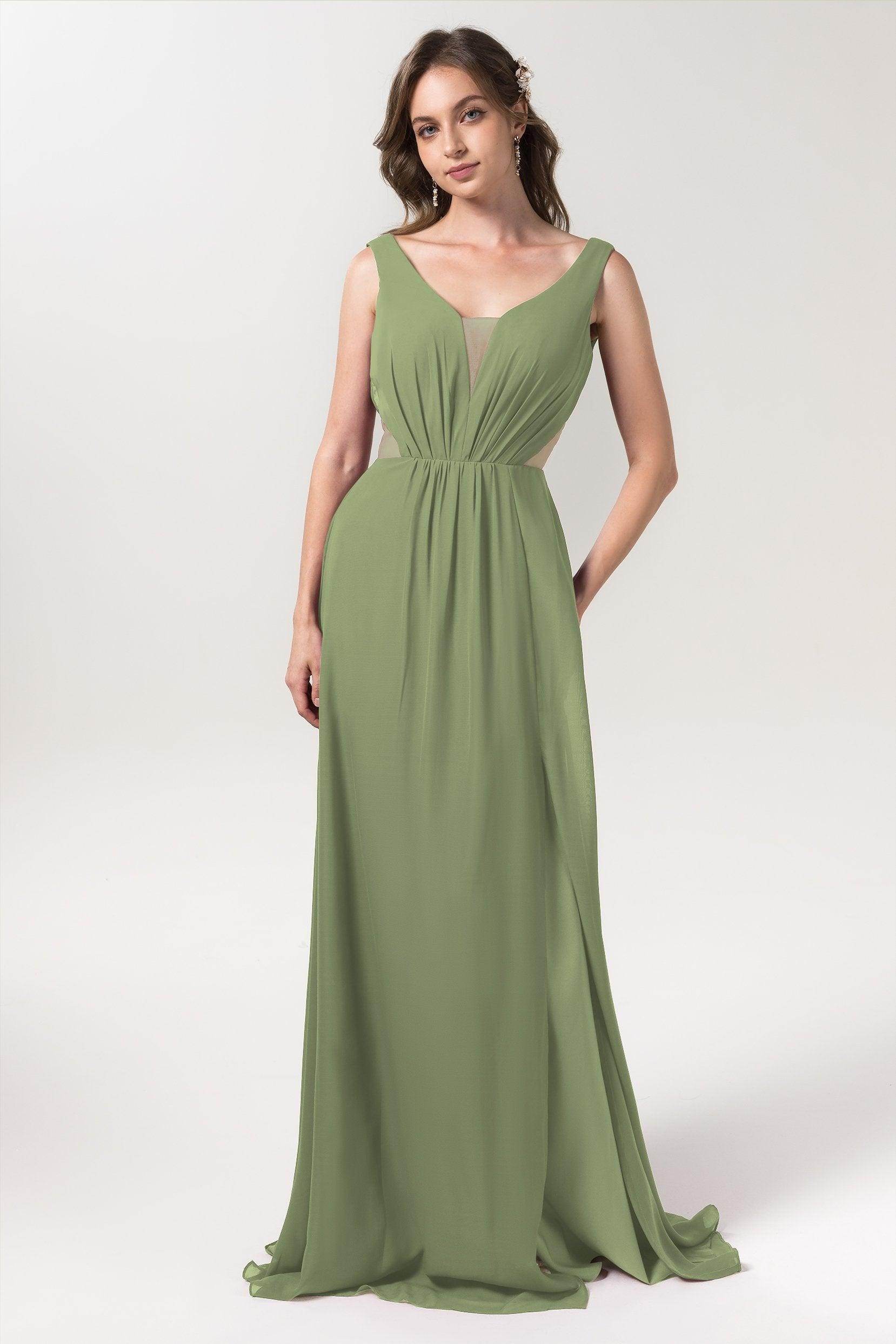 A-Line Floor Length Chiffon Bridesmaid Dress CB0559 - COCOMELODY