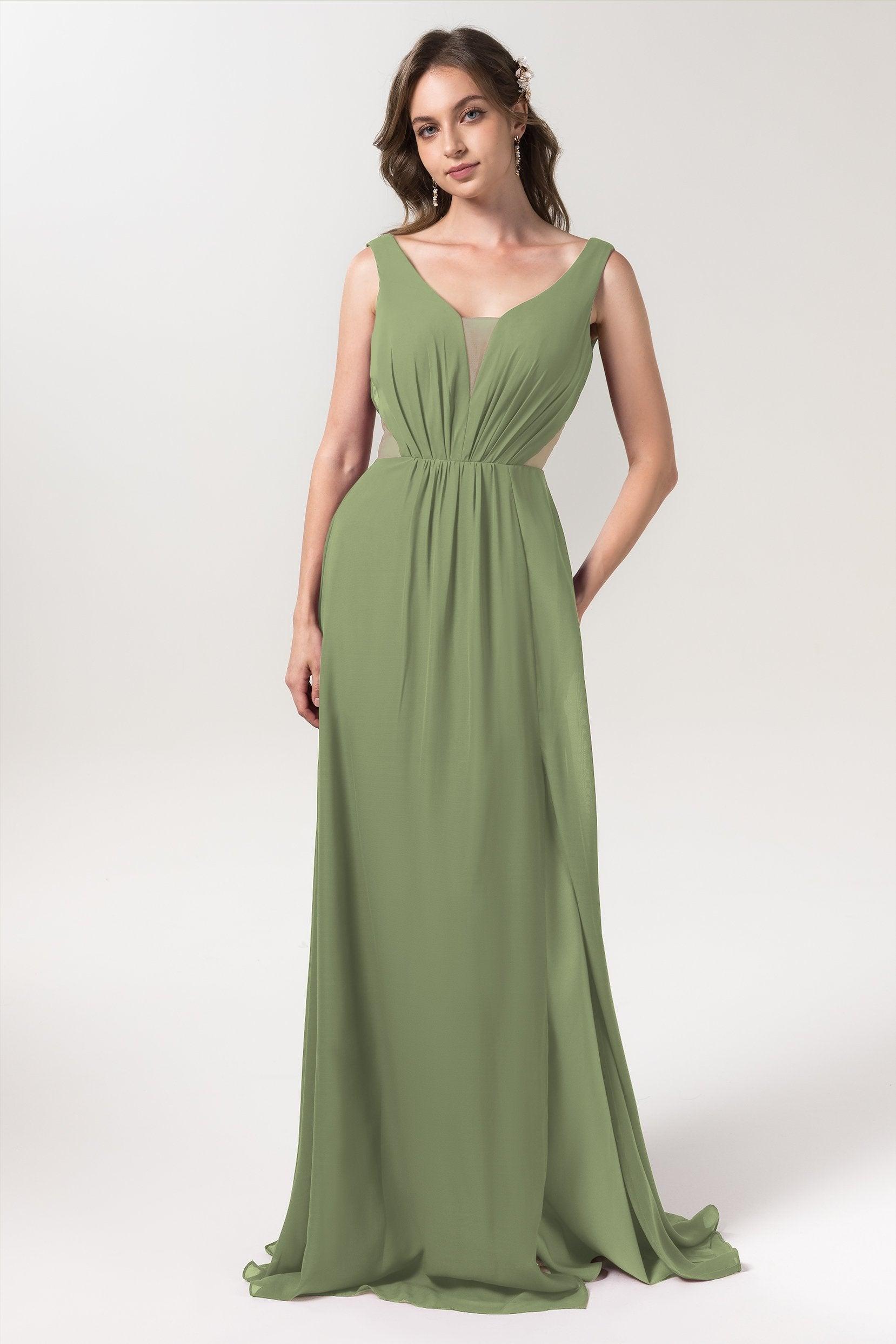 A-Line Floor Length Chiffon Bridesmaid Dress CB0559 - COCOMELODY