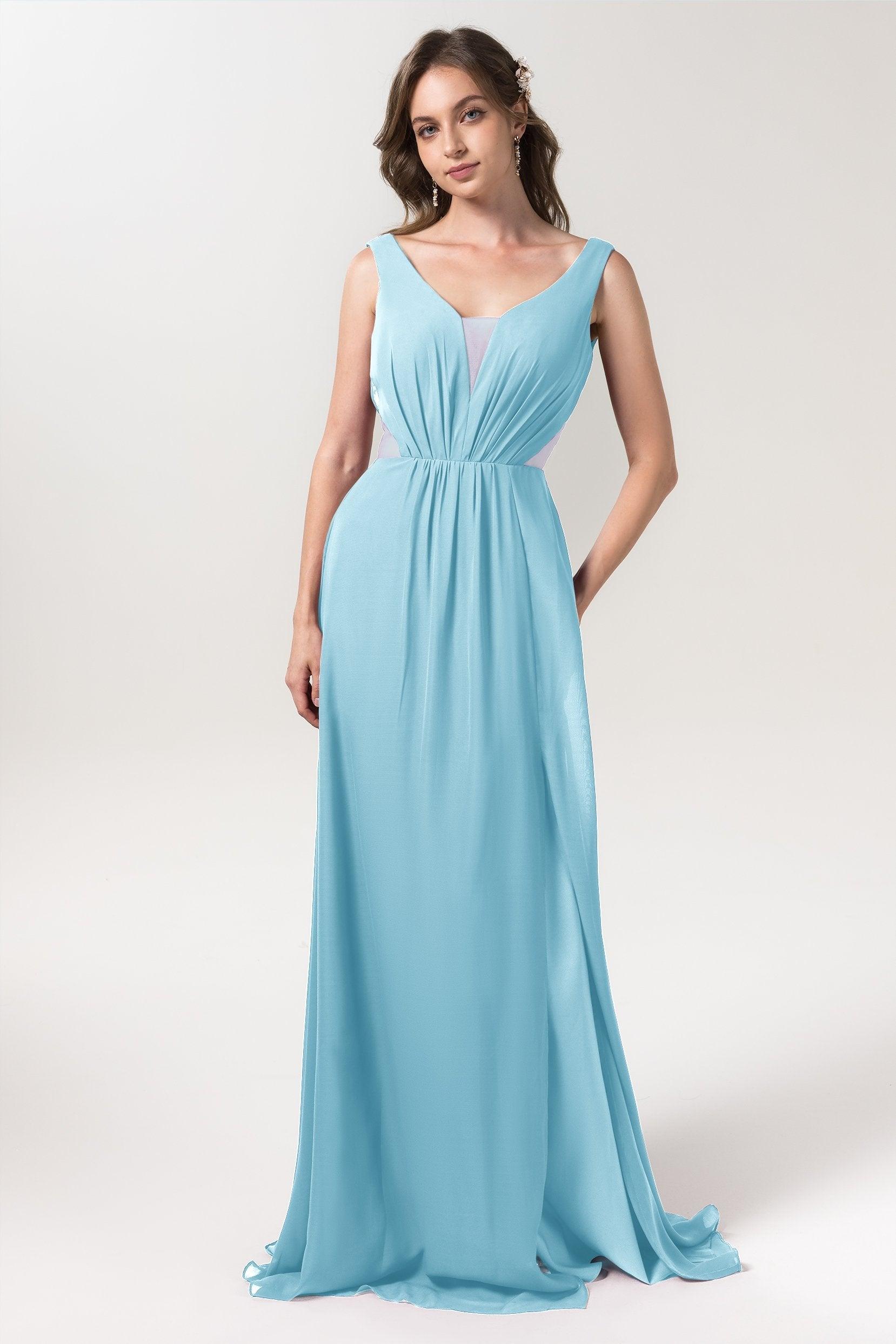 A-Line Floor Length Chiffon Bridesmaid Dress CB0559 - COCOMELODY