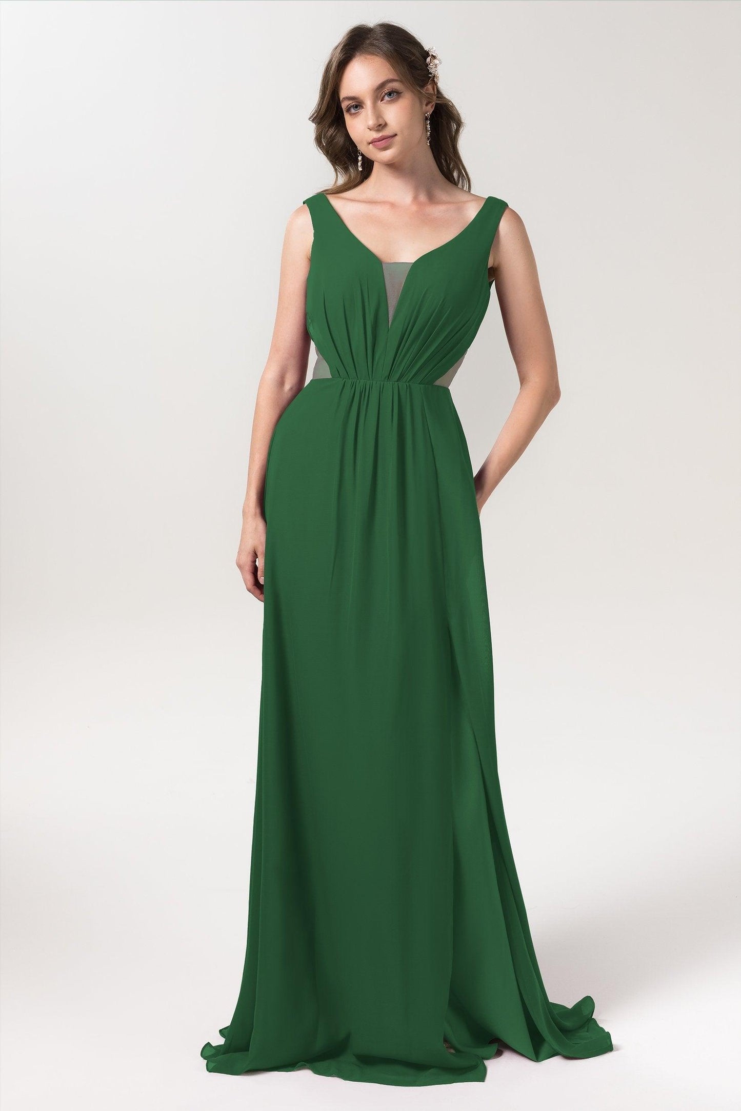 A-Line Floor Length Chiffon Bridesmaid Dress CB0559 - COCOMELODY